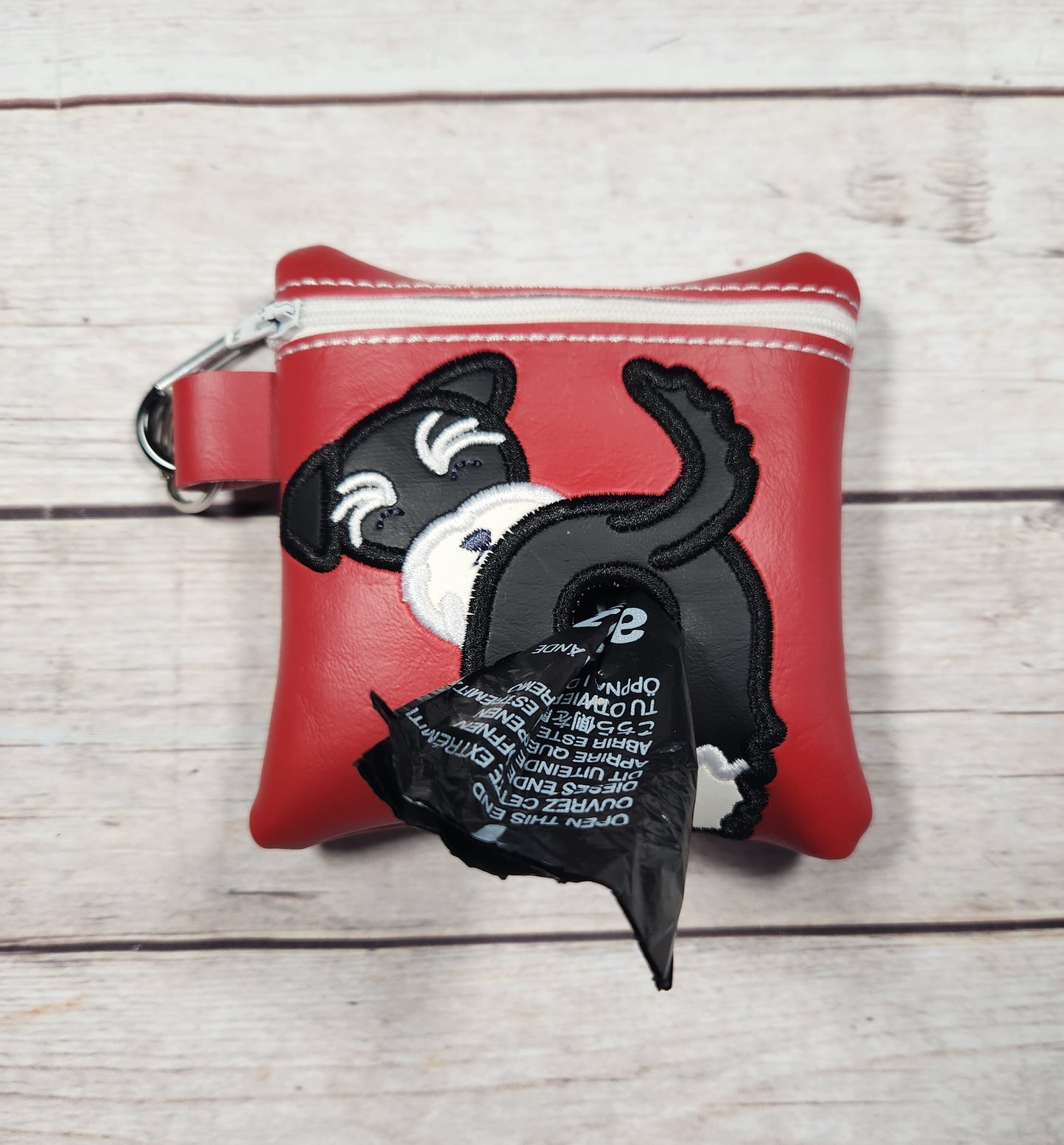 Black and White Schnauzer Dog poop bag holder, Vinyl Poop Bag Holder, Poop Bag, Zipper Pouch, Dog Walking Bag Holder