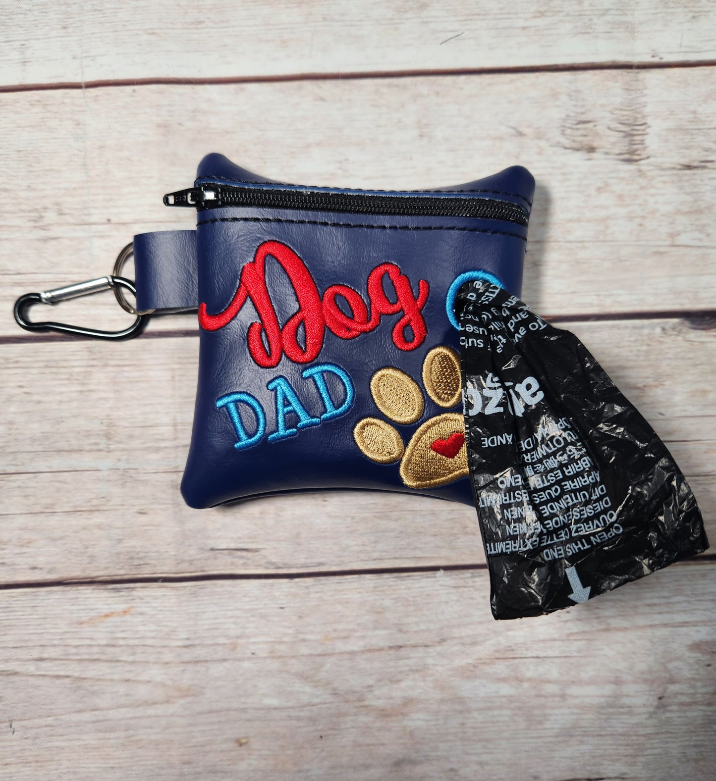 Dog Dad Poop bag holders, Vinyl Poop Bag Holder, Poop Bag, Zipper Pouch, Dog Walking Bag Holder