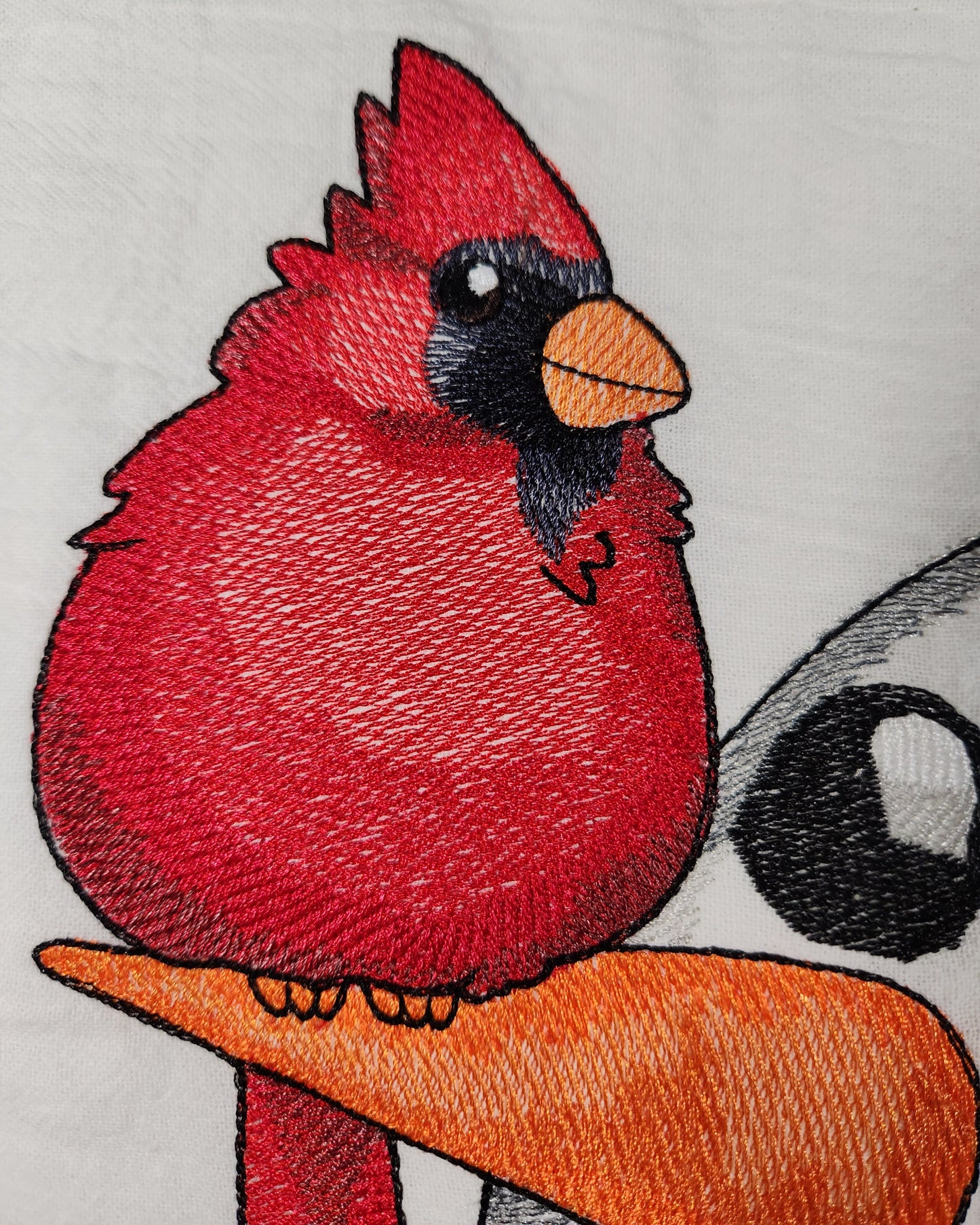 Snowman Towel, Christmas Tea Towel, Embroidered Dish Towel, Flour Sack Tea Towel, Kitchen Tea Towel, Bird Lover Gift, Winter Decor