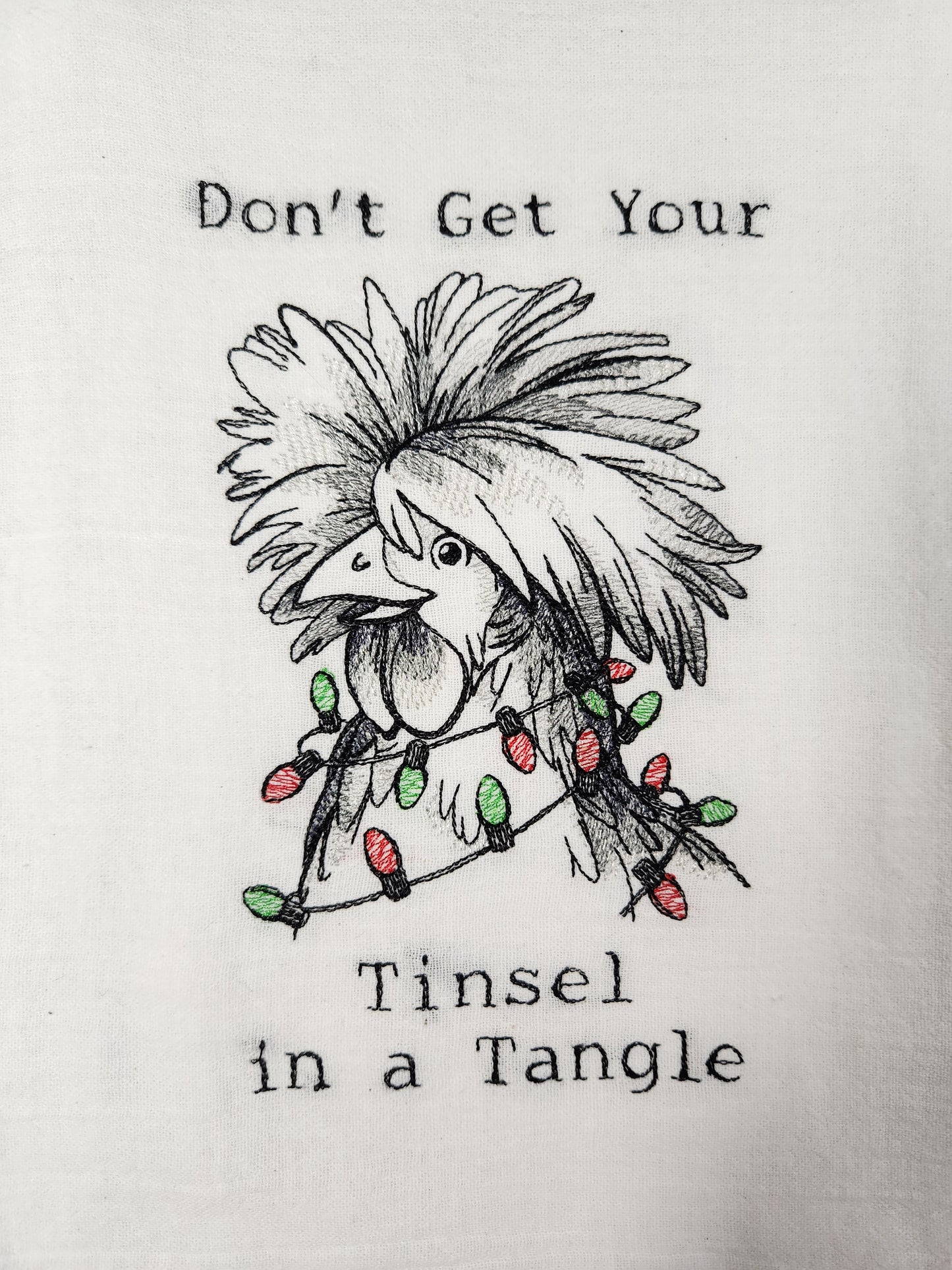 Funny Chicken Towel, Embroidered Dish Towel, Christmas Tea Towel, Flour Sack Tea Towel, Chicken Tea Towel,Chicken Decor