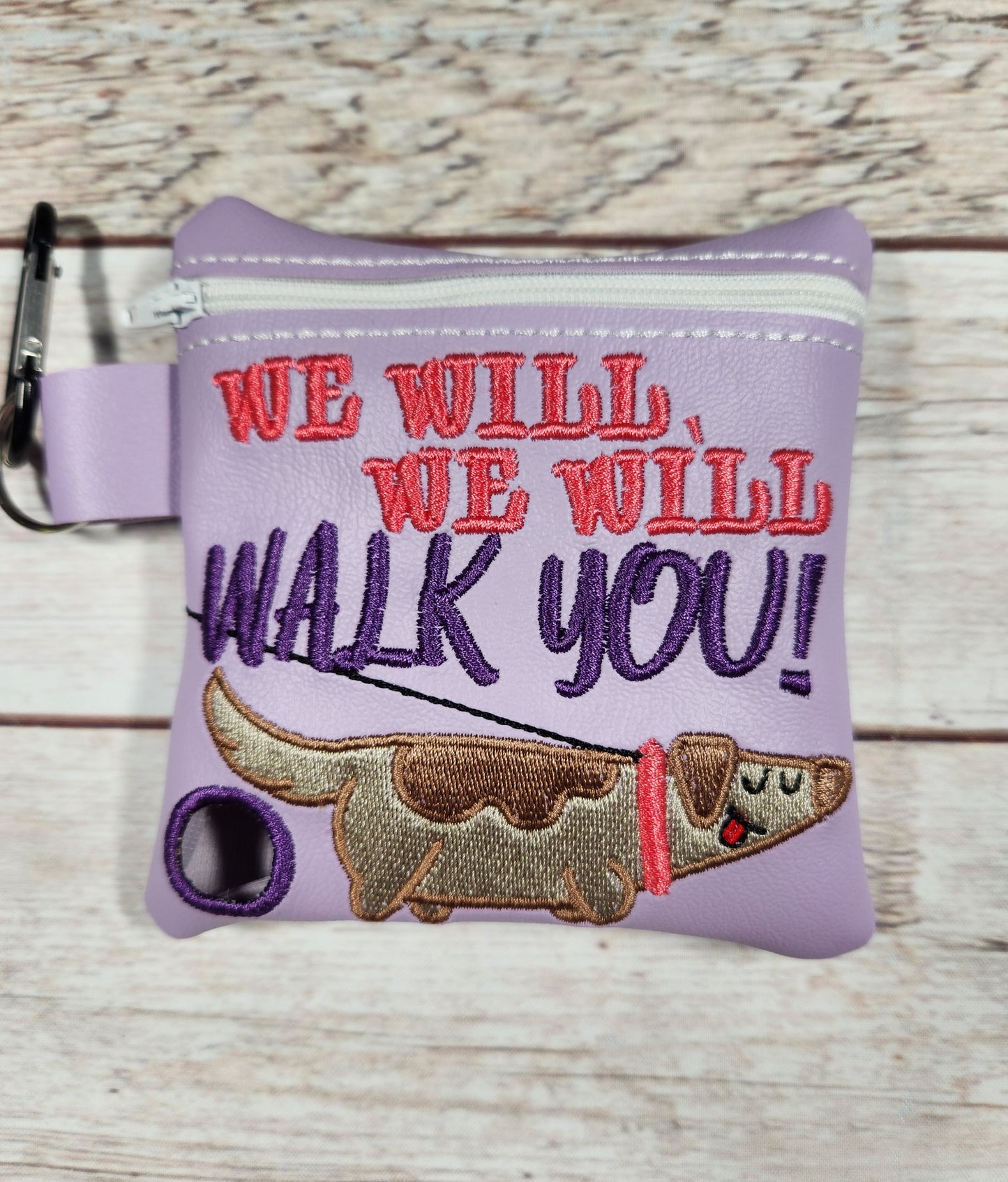 We Will Walk You dog poop bag holders, Vinyl Poop Bag Holder, Poop Bag, Zipper Pouch, Dog Walking Bag Holder
