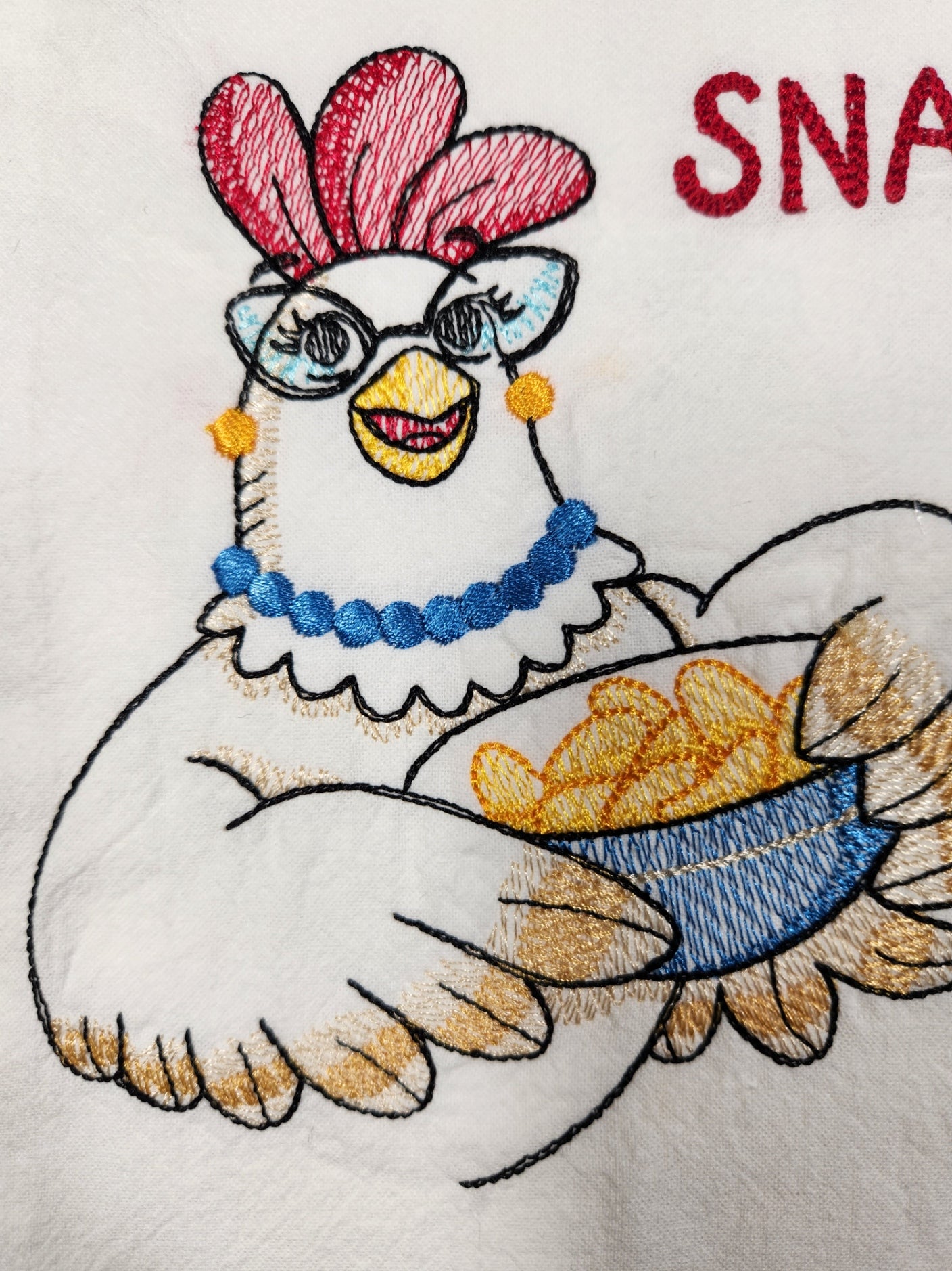 Funny Chicken Tea Towel, Embroidered Flour Sack Towel, Decorative Kitchen Towel