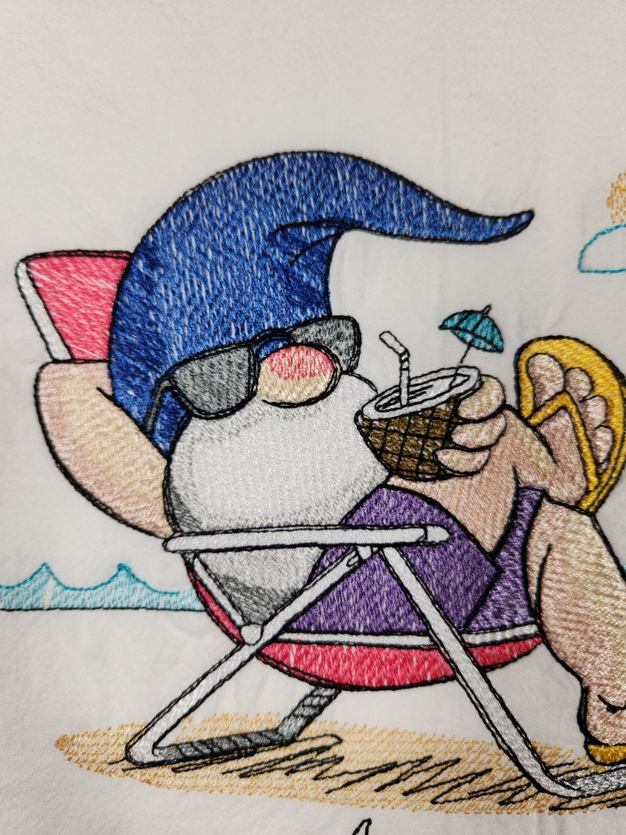 Funny Gnome Flour Sack Towel, Embroidered Towel, Funny Kitchen Towel, Housewarming Gift