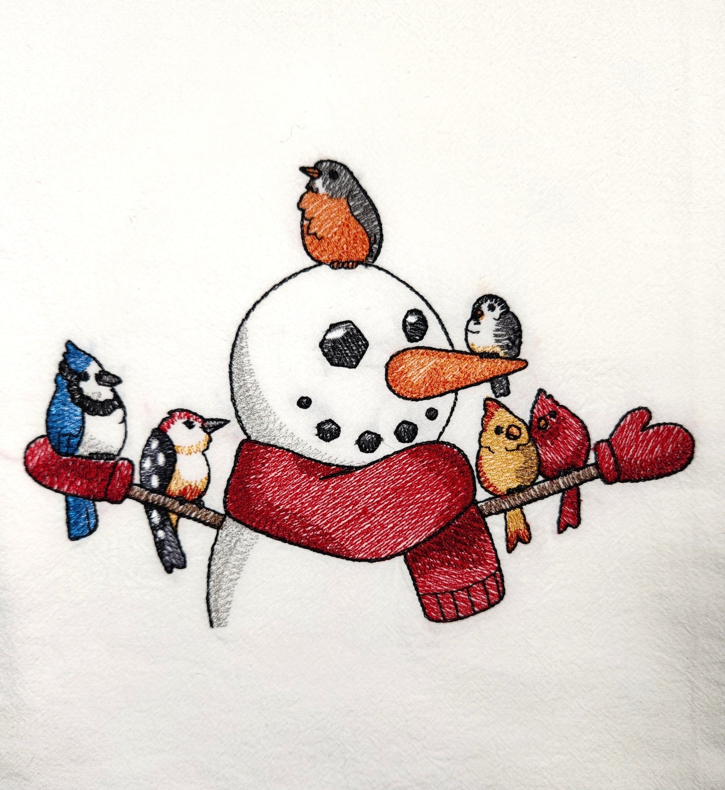 Snowman Towel, Christmas Tea Towel, Embroidered Dish Towel, Winter Flour Sack Tea Towel, Kitchen Tea Towel, Snowman Decor