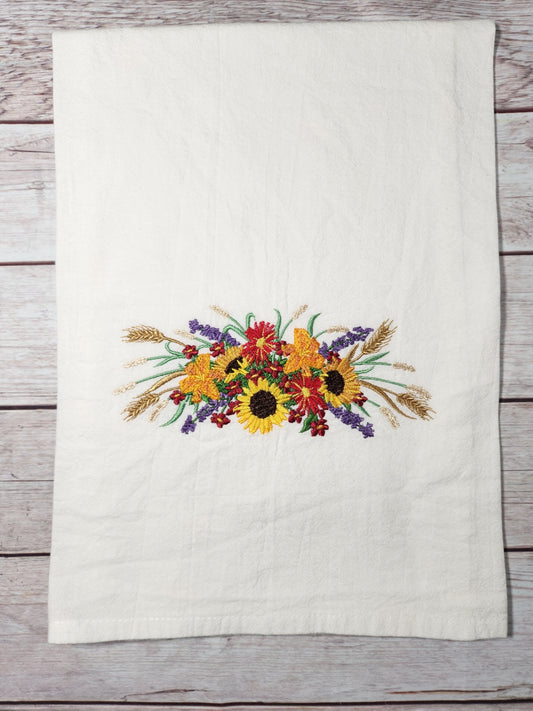 Autumn Floral Spray tea towel, Fall Kitchen Decor
