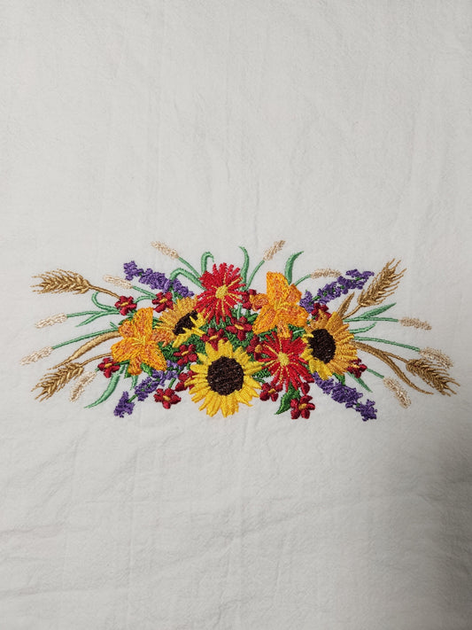 Autumn Floral Spray tea towel, Fall Kitchen Decor