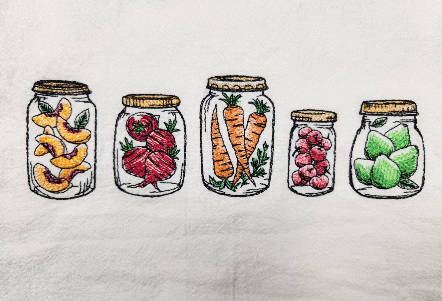Fall Tea Towel, Embroidered Kitchen Towel, Flour Sack Towel, Canning Dish Towel, Preserves Tea Towel