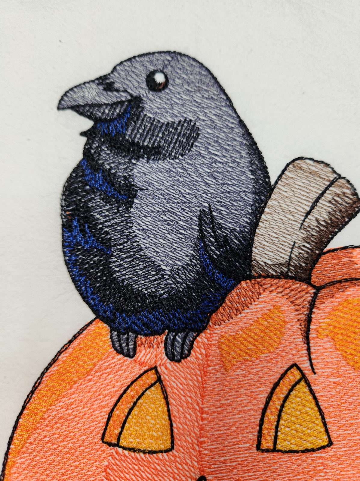 Halloween Decor, Raven Tea Towel, Embroidered Kitchen Towel, Flour Sack Towel, Halloween Dish Towel