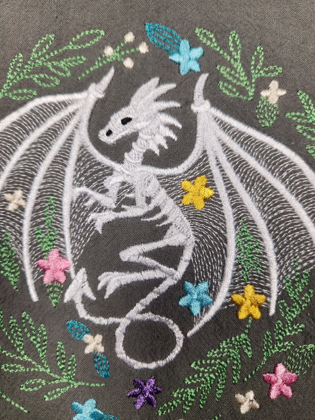 Embroidered Halloween Tea Towel, Dragon Halloween Decor, Flour Sack Towel, Cotton Dish Towel, Housewarming Gift