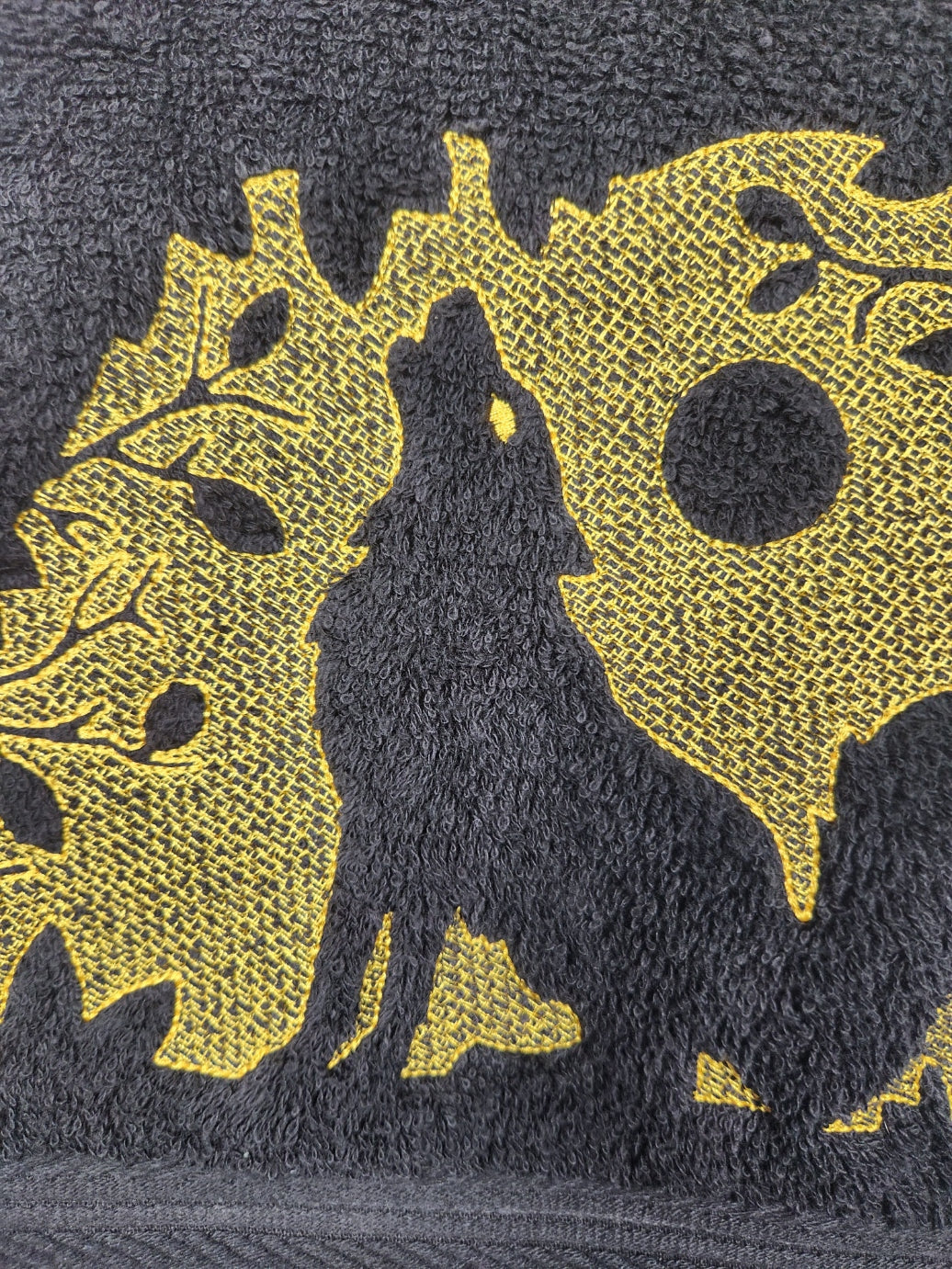 Embroidered Embossed Style Wolf Hand Towel Halloween Decor