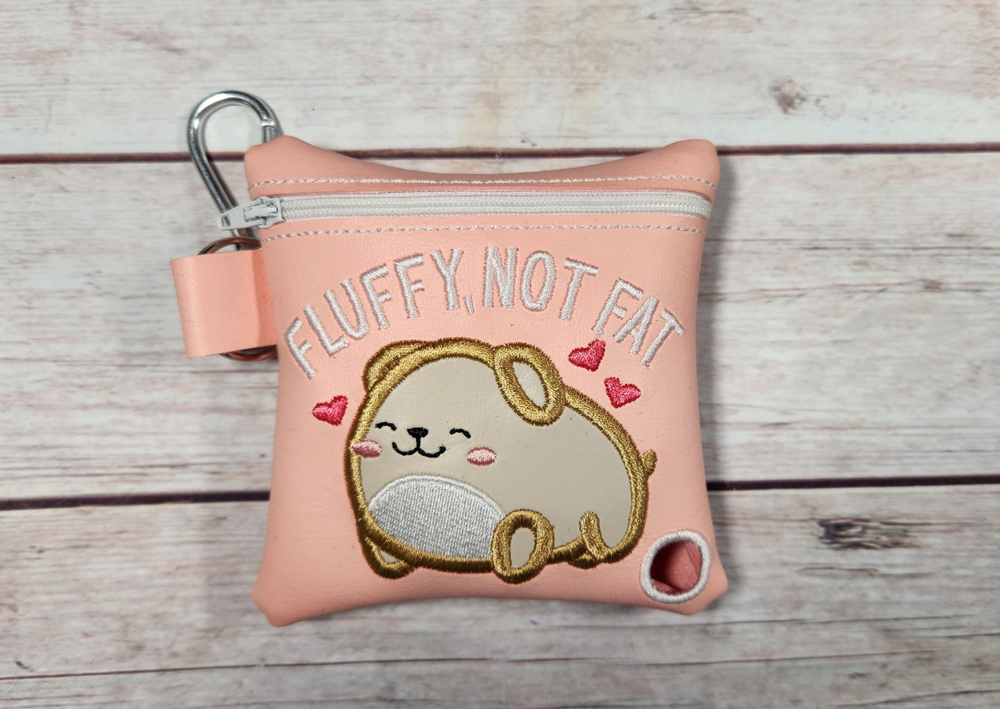 Fluffy, Not Fat dog poop bag holder, Vinyl Poop Bag Holder, Poop Bag, Zipper Pouch, Dog Walking Bag Holder