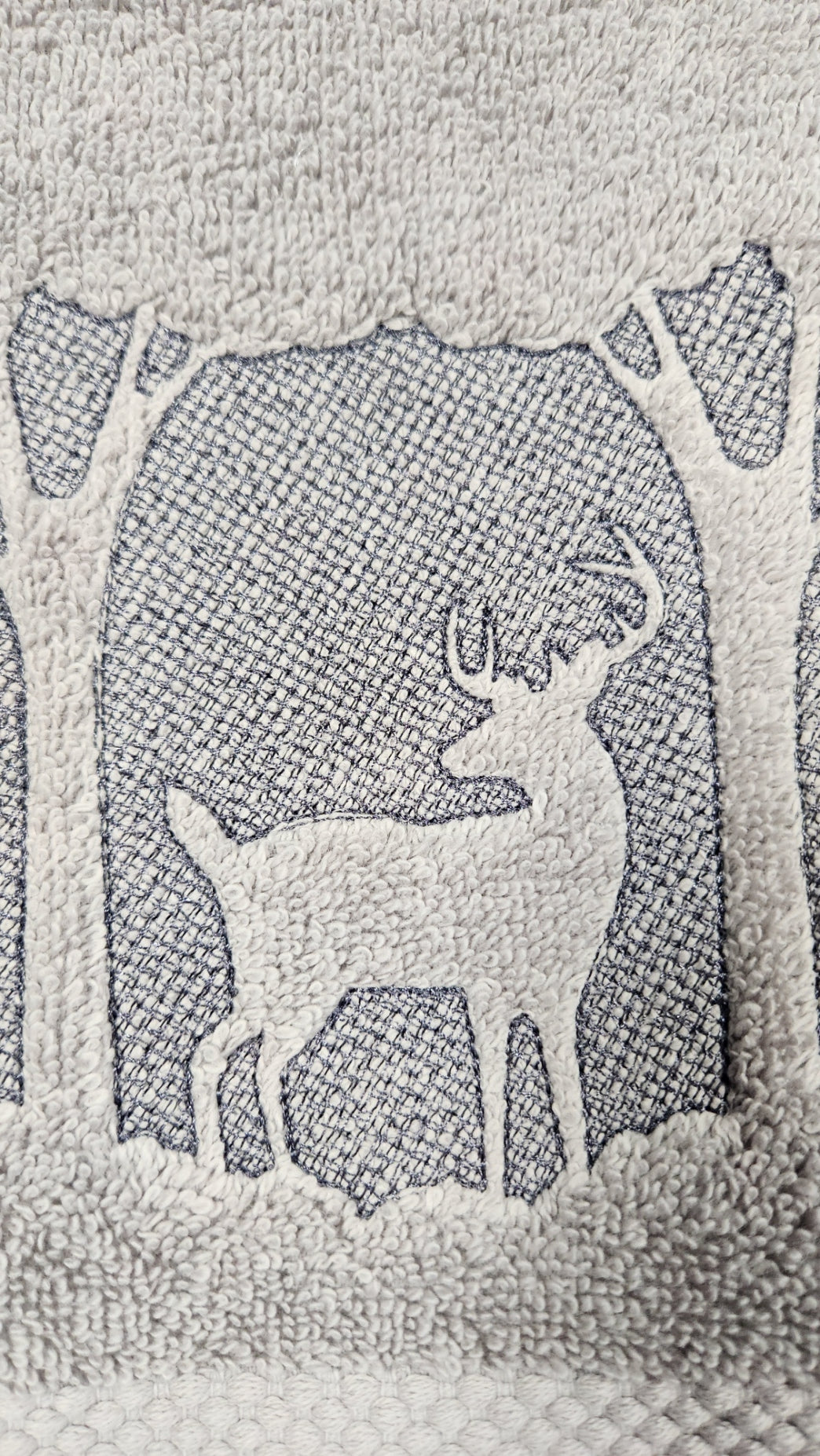 Embroidered Deer hand towel Grey