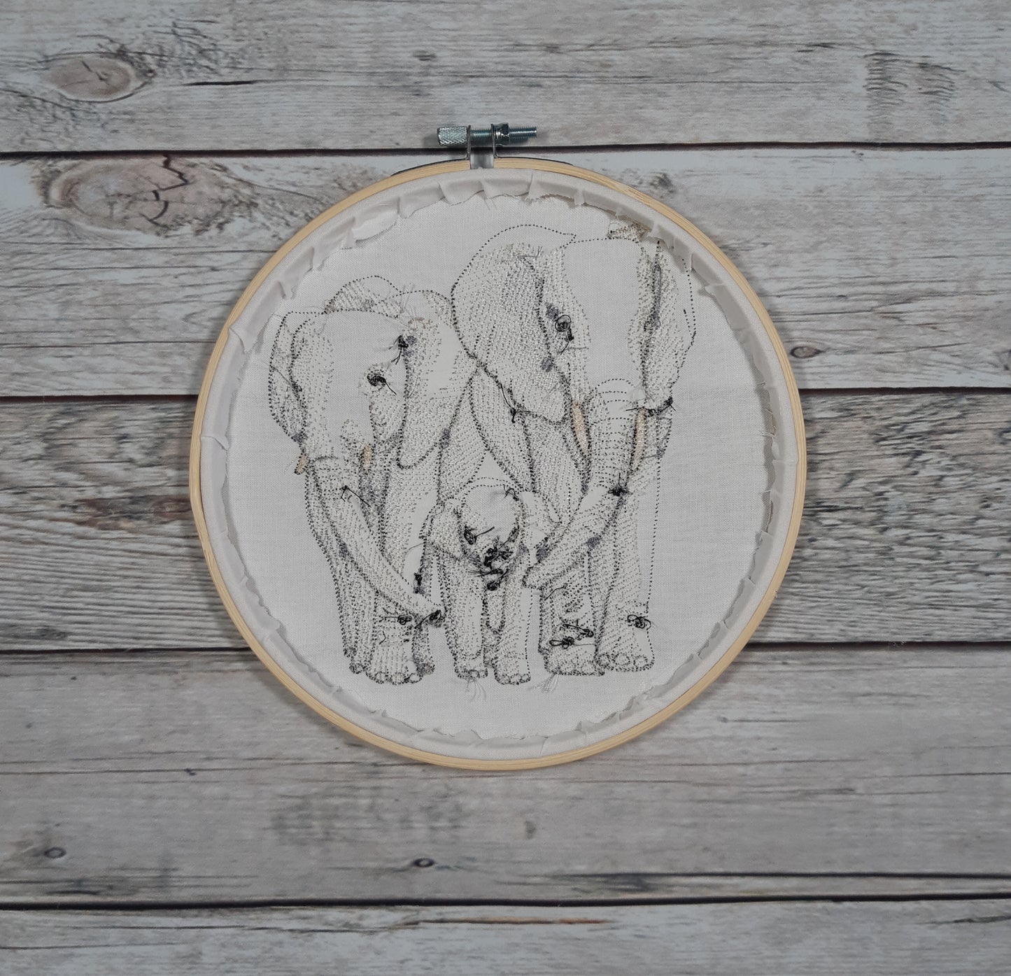 Embroidered Elephant Hoop Art, 8 inch hoop