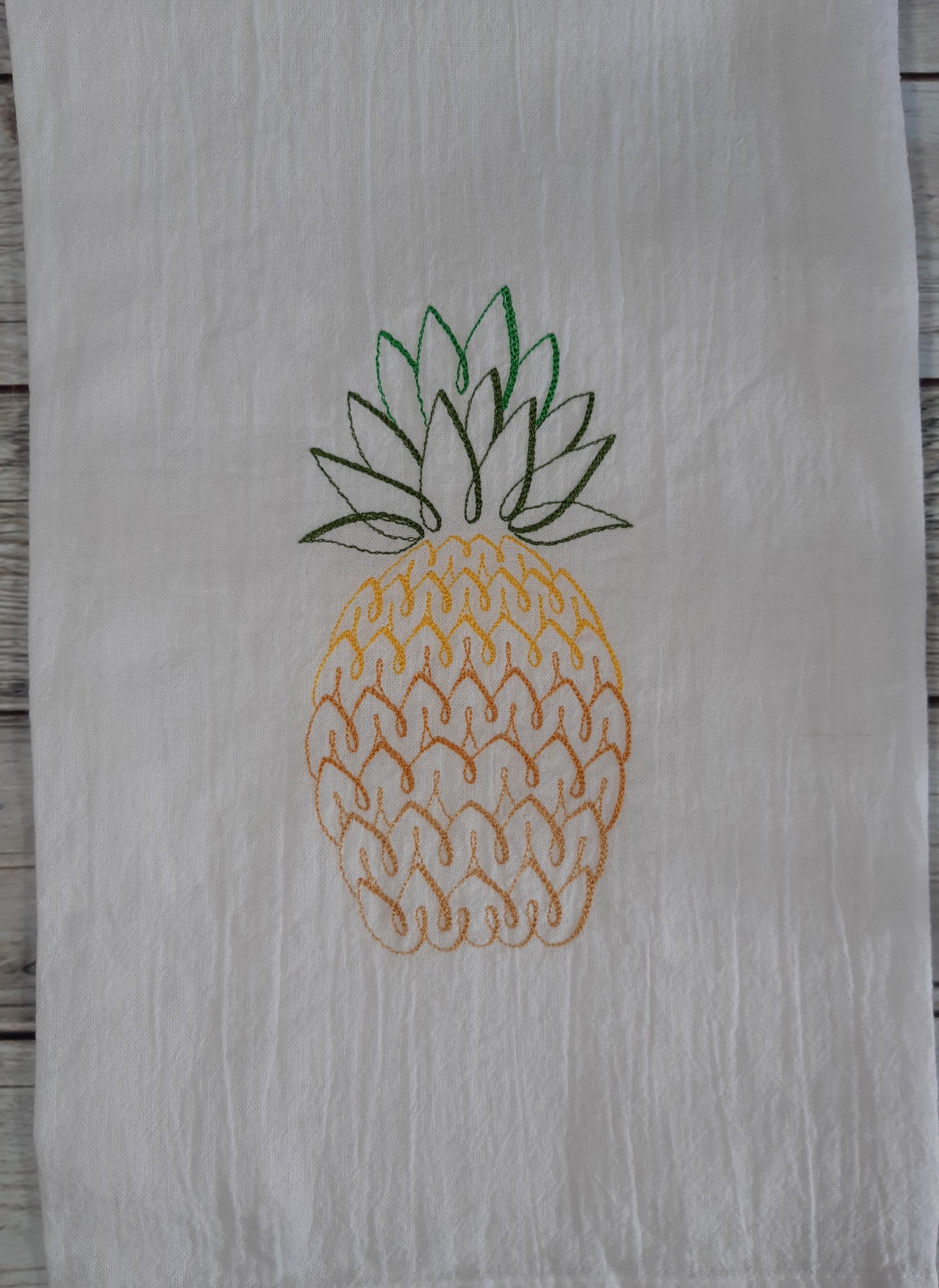 Embroidered Pineapple Flour Sack Towel