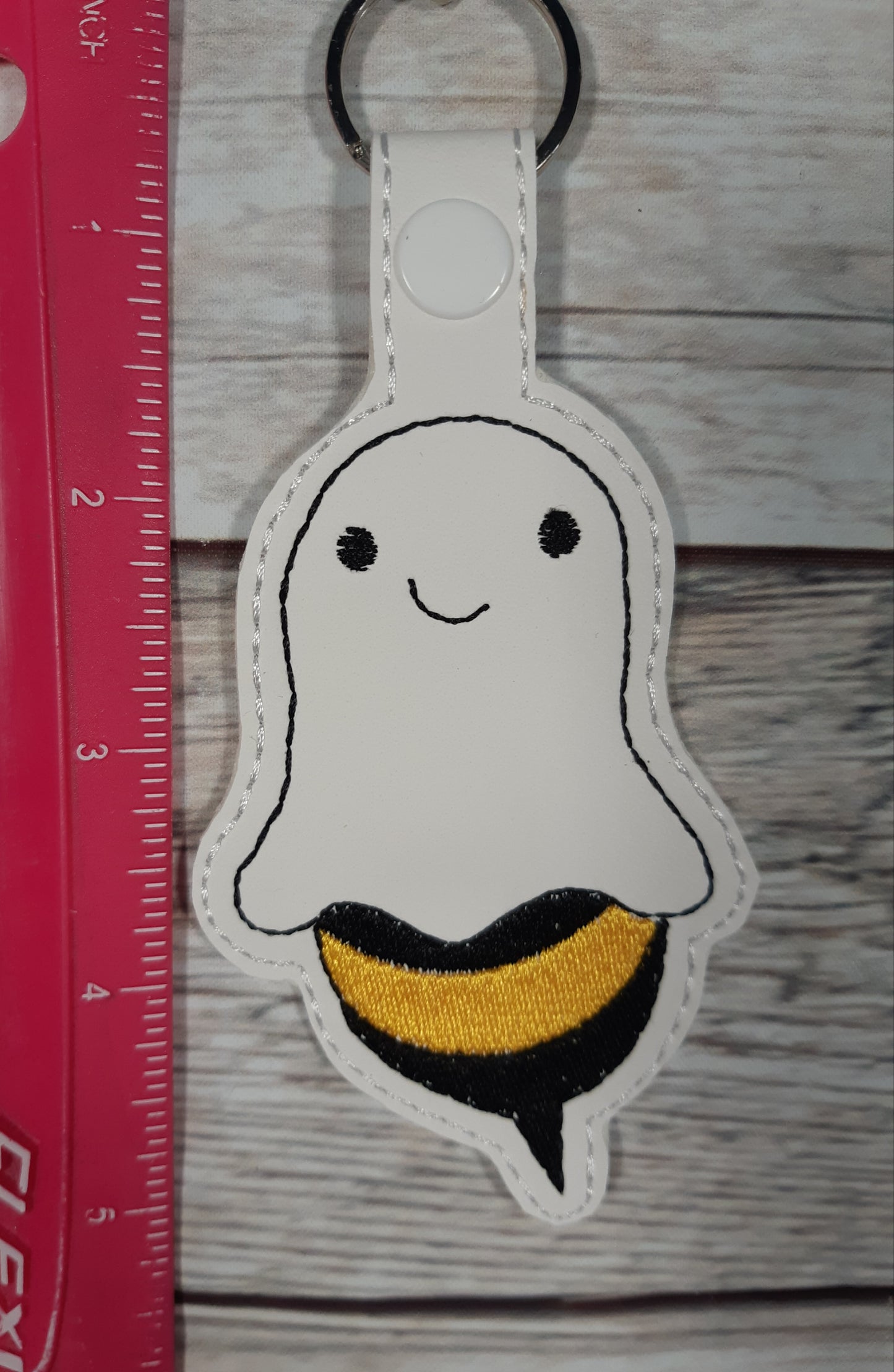 Boobee Keychain, Vinyl Snap tab, Embroidered Bag Clip, Stocking Stuffer, Backpack Clip