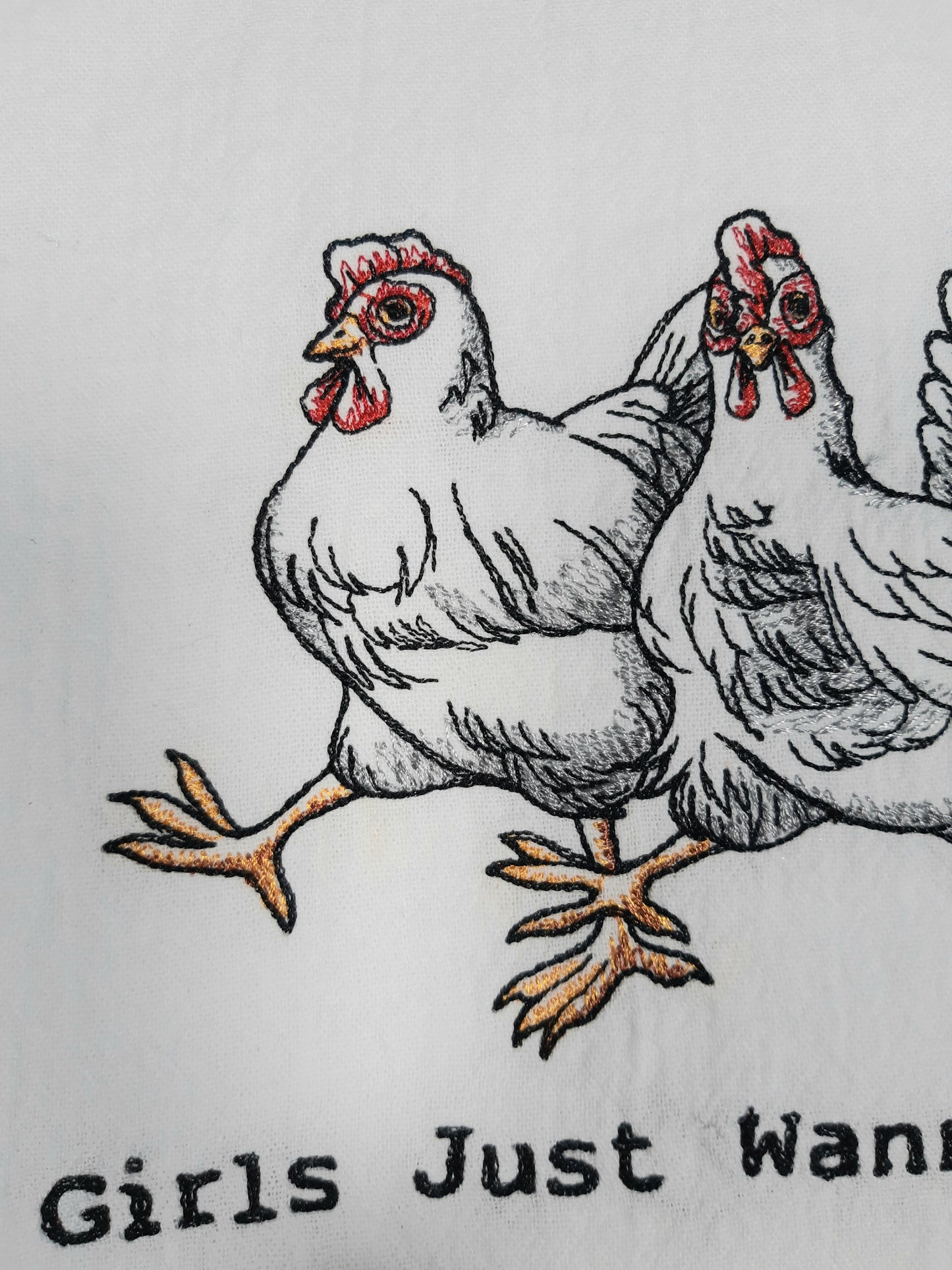 Chicken Flour Sack Towel, Embroidered Towel, Funny Kitchen Towel, Housewarming Gift