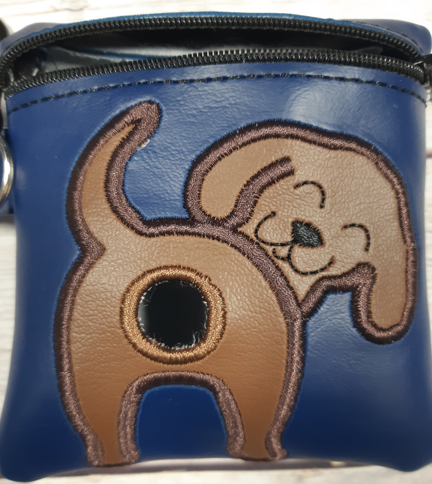 Chocolate Lab Poo Bag Holder, Labrador Poop Bag, Embroidered Zipper Pouch, Dog Walking Bag Holder