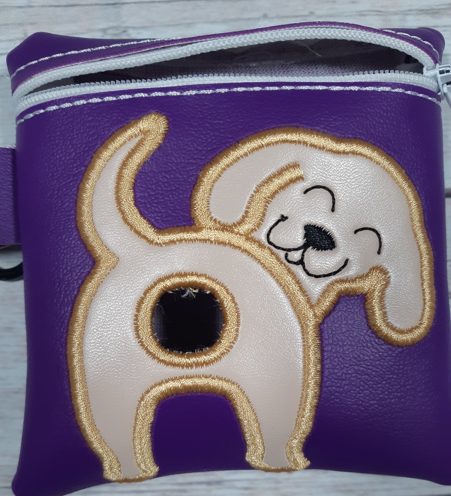 Yellow Lab Poo Bag Holder, Labrador Poop Bag, Embroidered Zipper Pouch, Dog Walking Bag Holder