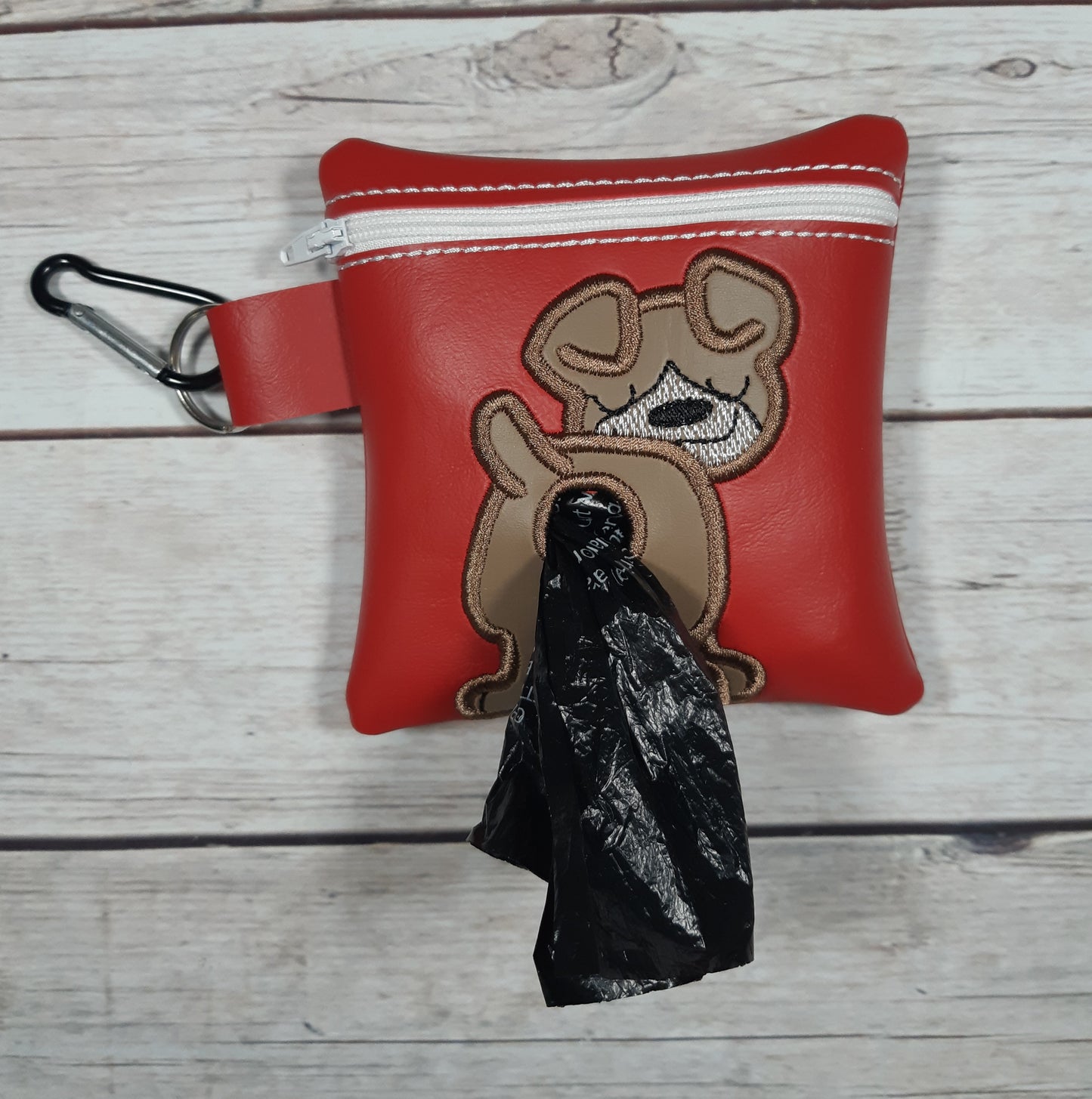 Boxer Poo Bag Holder, Boxer Poo Bag, Embroidered Zipper Pouch, Dog Walking Bag Holder