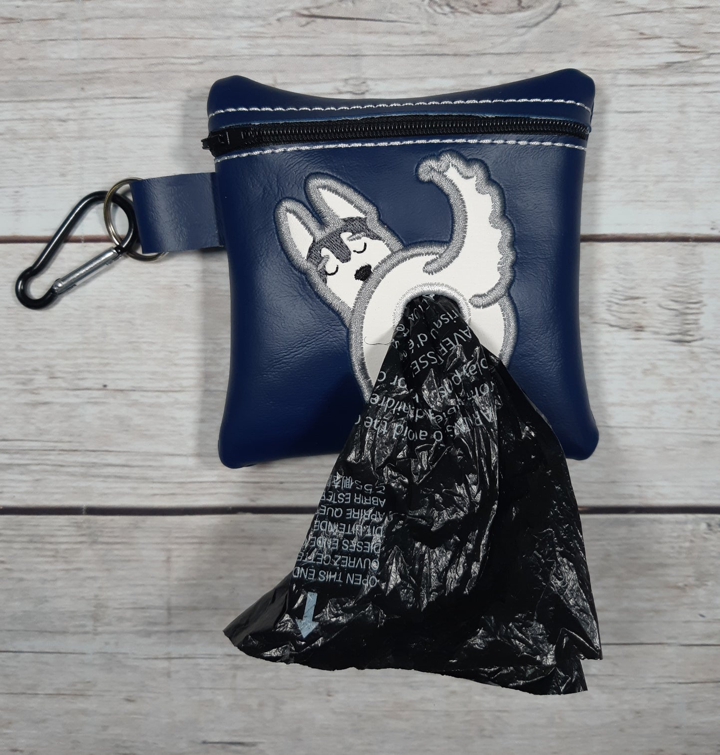 Husky Poop Bag Holder, Poop Bag, Embroidered Zipper Pouch, Dog Walking Bag Holder
