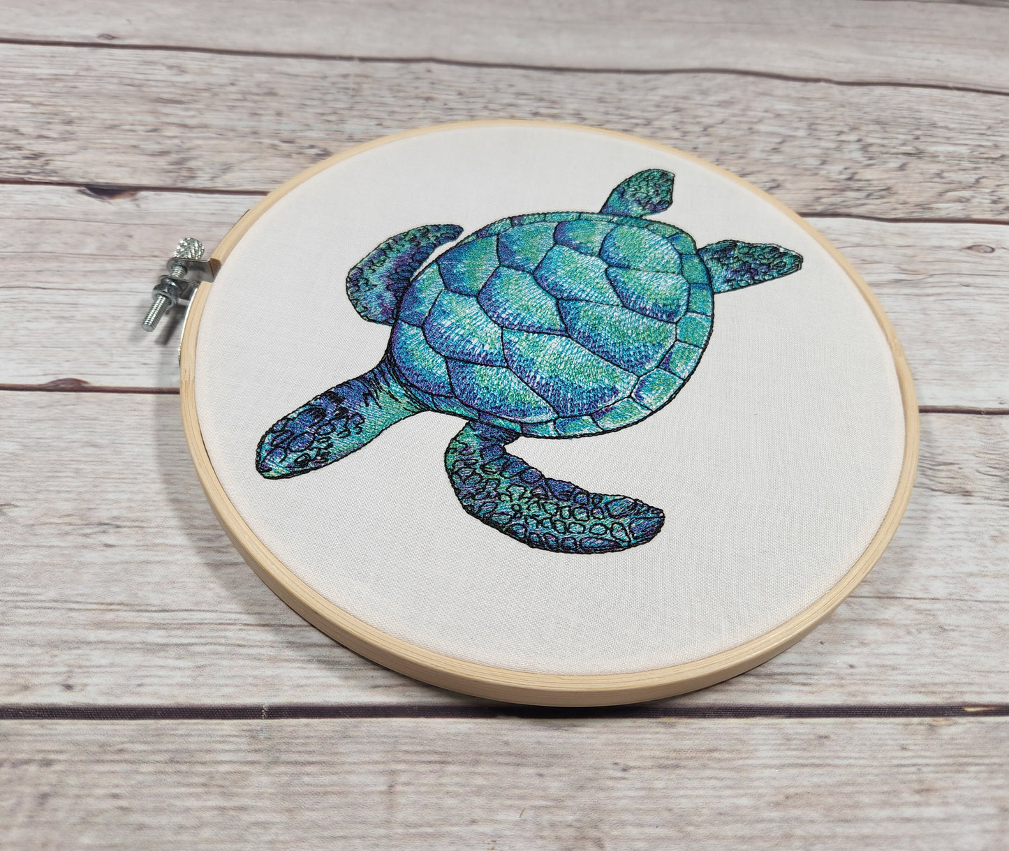 Ready To Hang, Sea Turtle Wall Decor, Finished Embroidery, Turtle Decor, Embroidered hoop art, 8 inch hoop