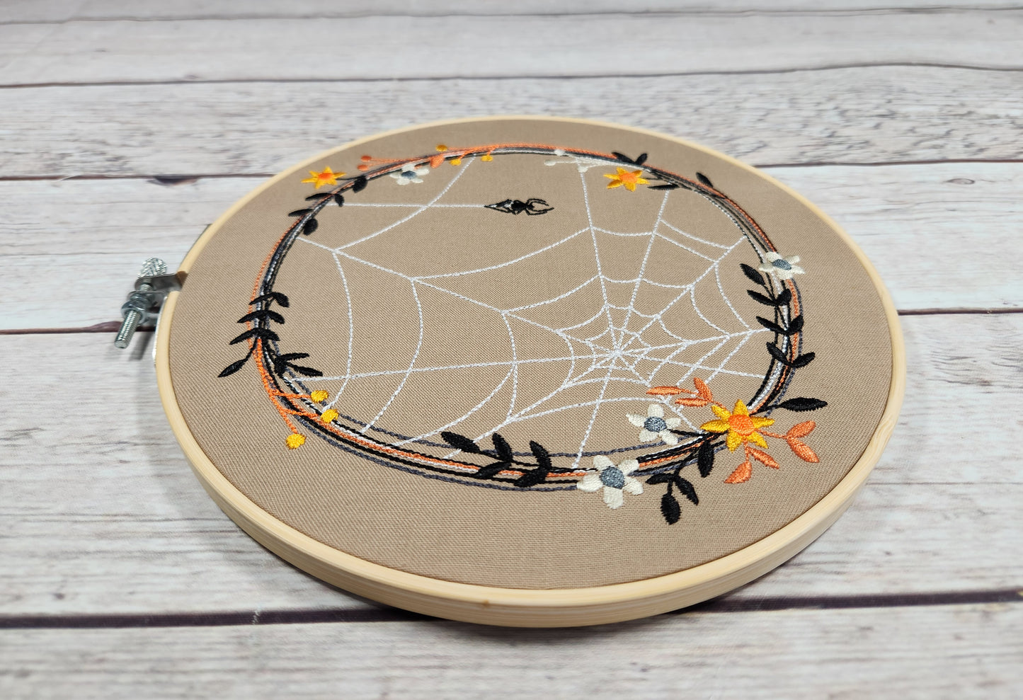 Finished Embroidery, Halloween Wall Art, 8 inch hoop Embroidery, Halloween Hoop, Fall Decor
