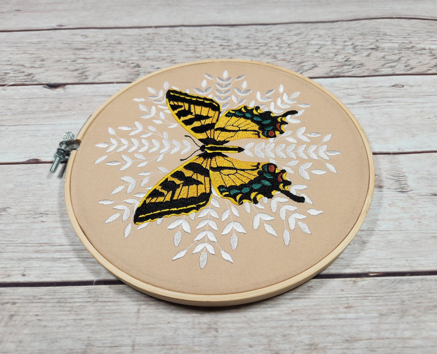 Finished Embroidery, Butterfly Wall Decor, Embroidered hoop art, 8 inch hoop, Butterfly Art