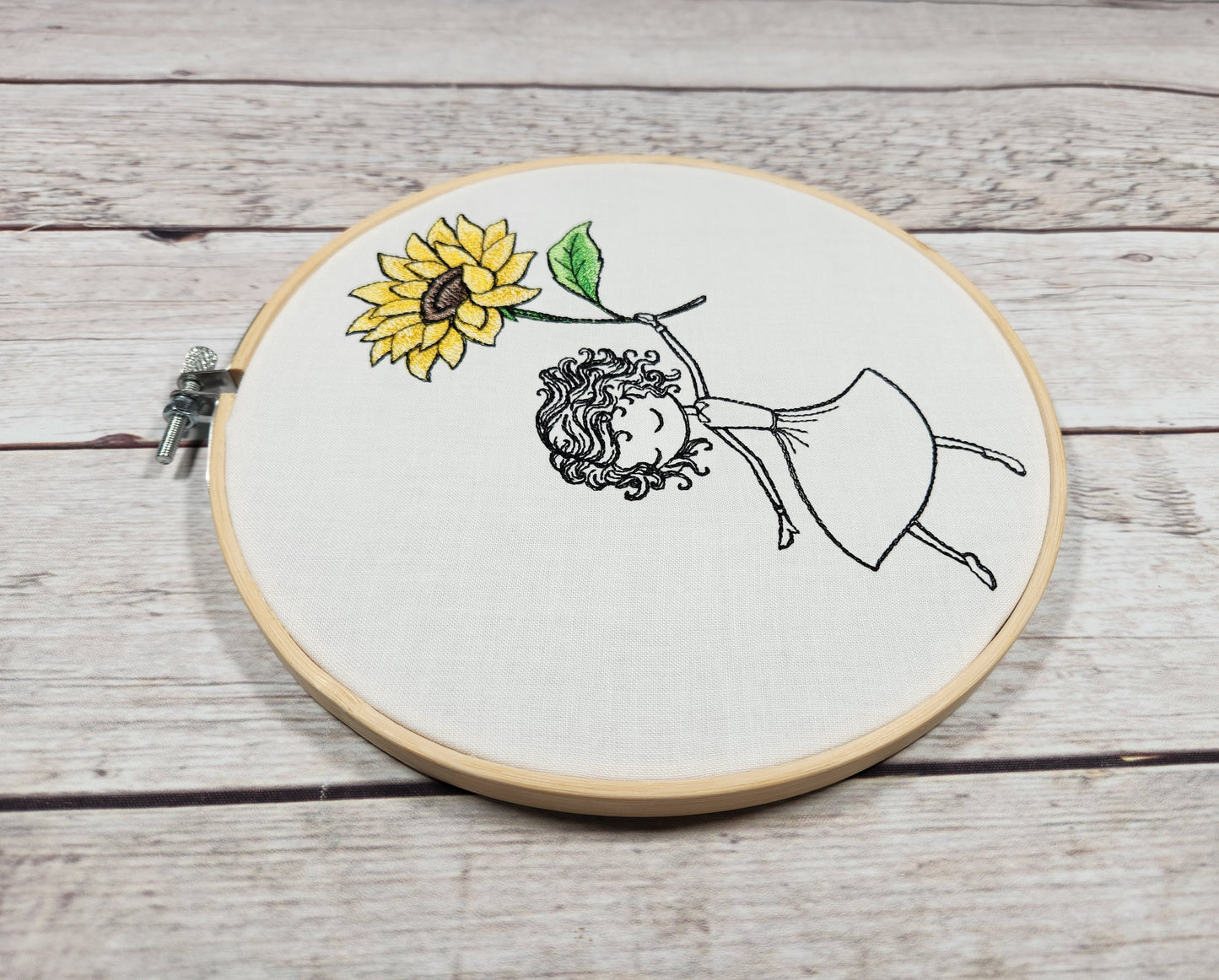 Finished Embroidery, Sunflower Wall Art, Fall Decor, 8 inch Hoop, Embroidered hoop art