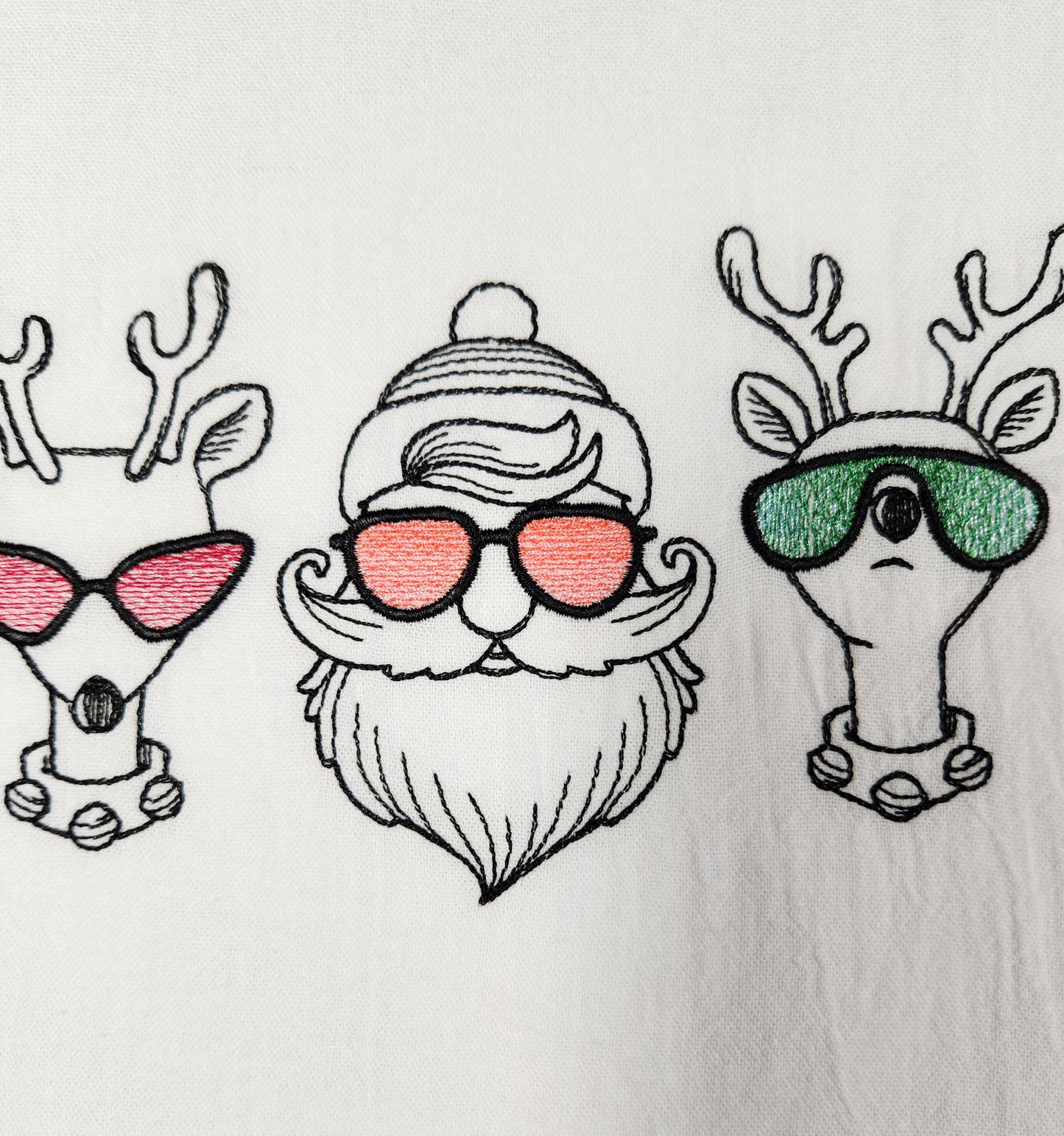 Christmas Dish Towel, Embroidered Dish Towel, Flour Sack Tea Towel, Kitchen Tea Towel