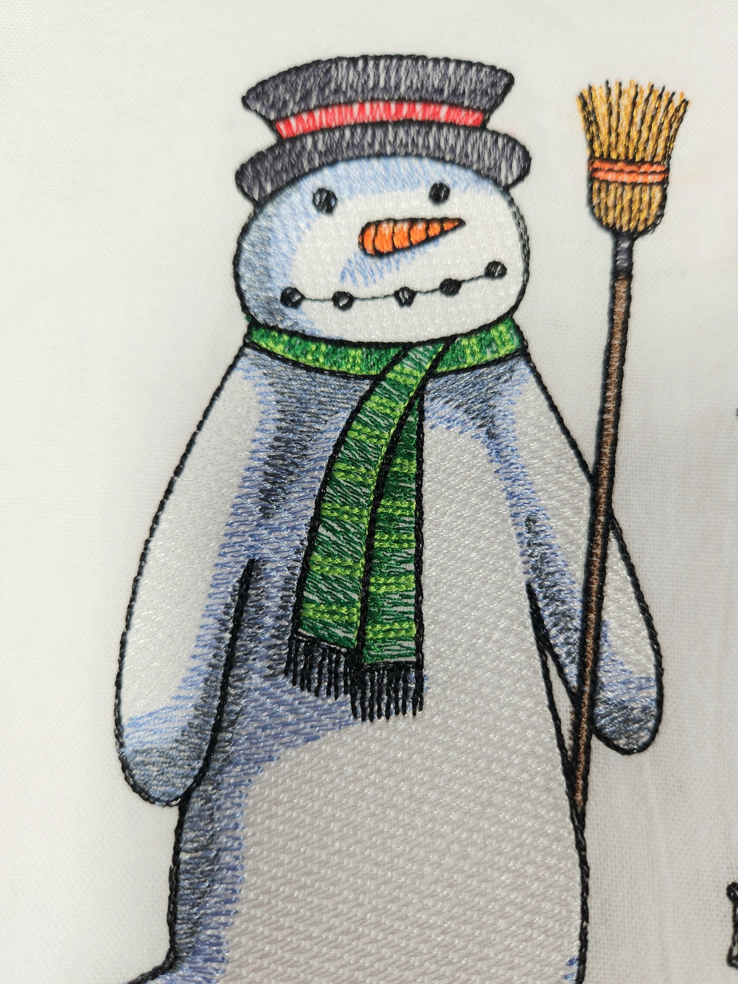 Funny Christmas Dish Towel, Embroidered Dish Towel, Flour Sack Tea Towel, Snowman Kitchen Tea Towel