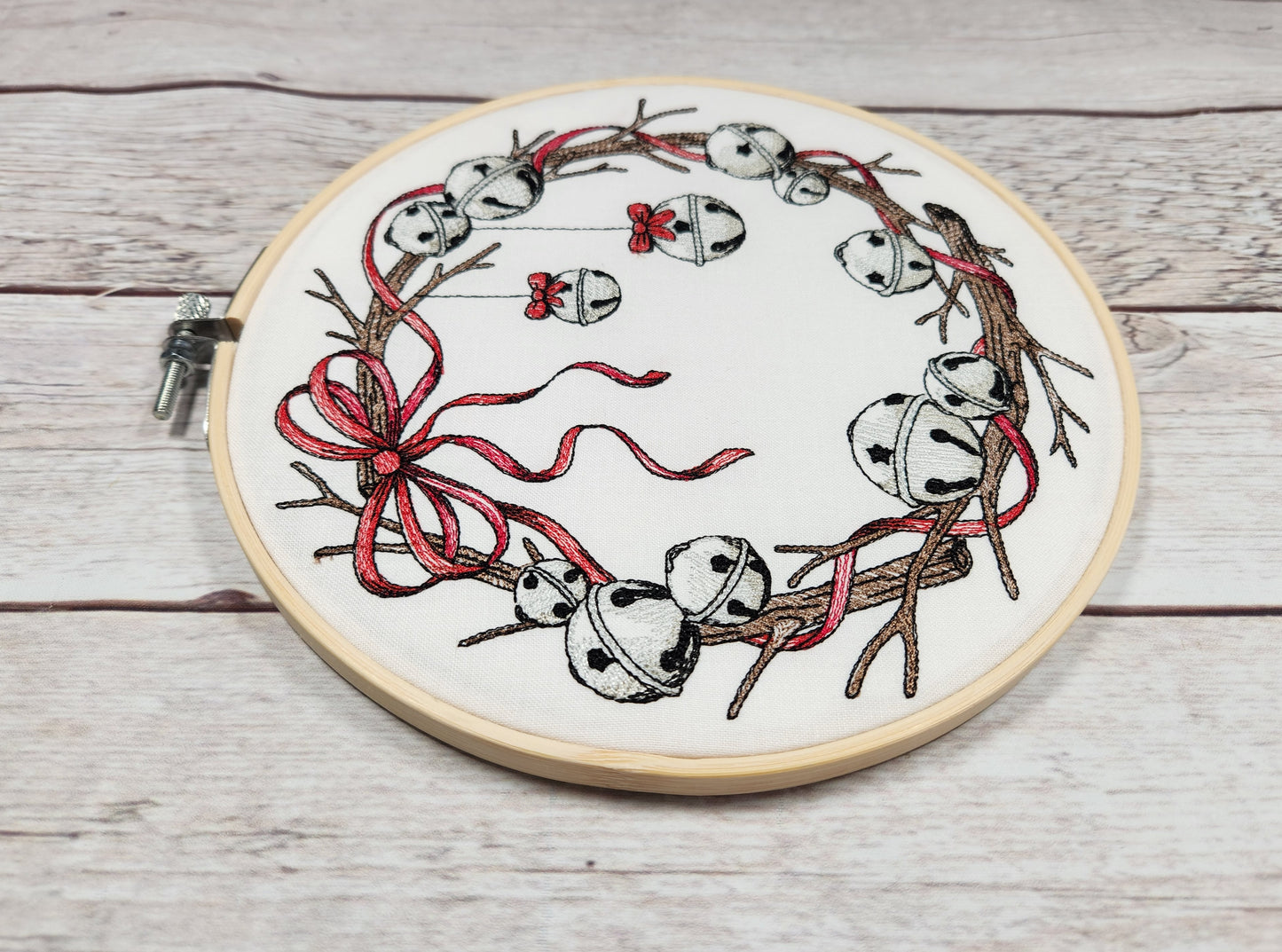 Christmas Wall Art, Ready to Hang, Embroidered Wall Art, 8 inch hoop Embroidery, Winter Decoration, Finished Embroidery