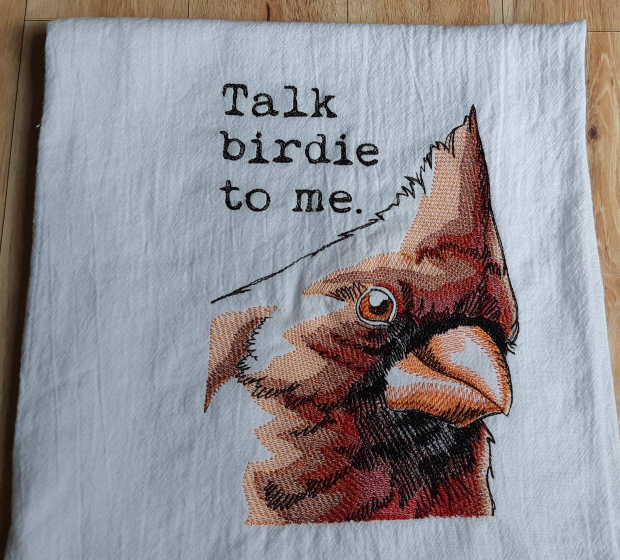 Embroidered Talk Birdie to Me Flour Sack Towel