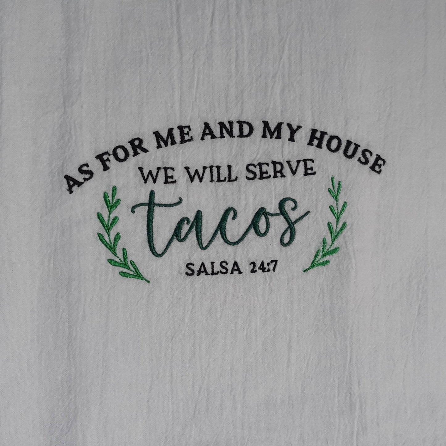 Embroidered Taco Flour Sack Tea Towel