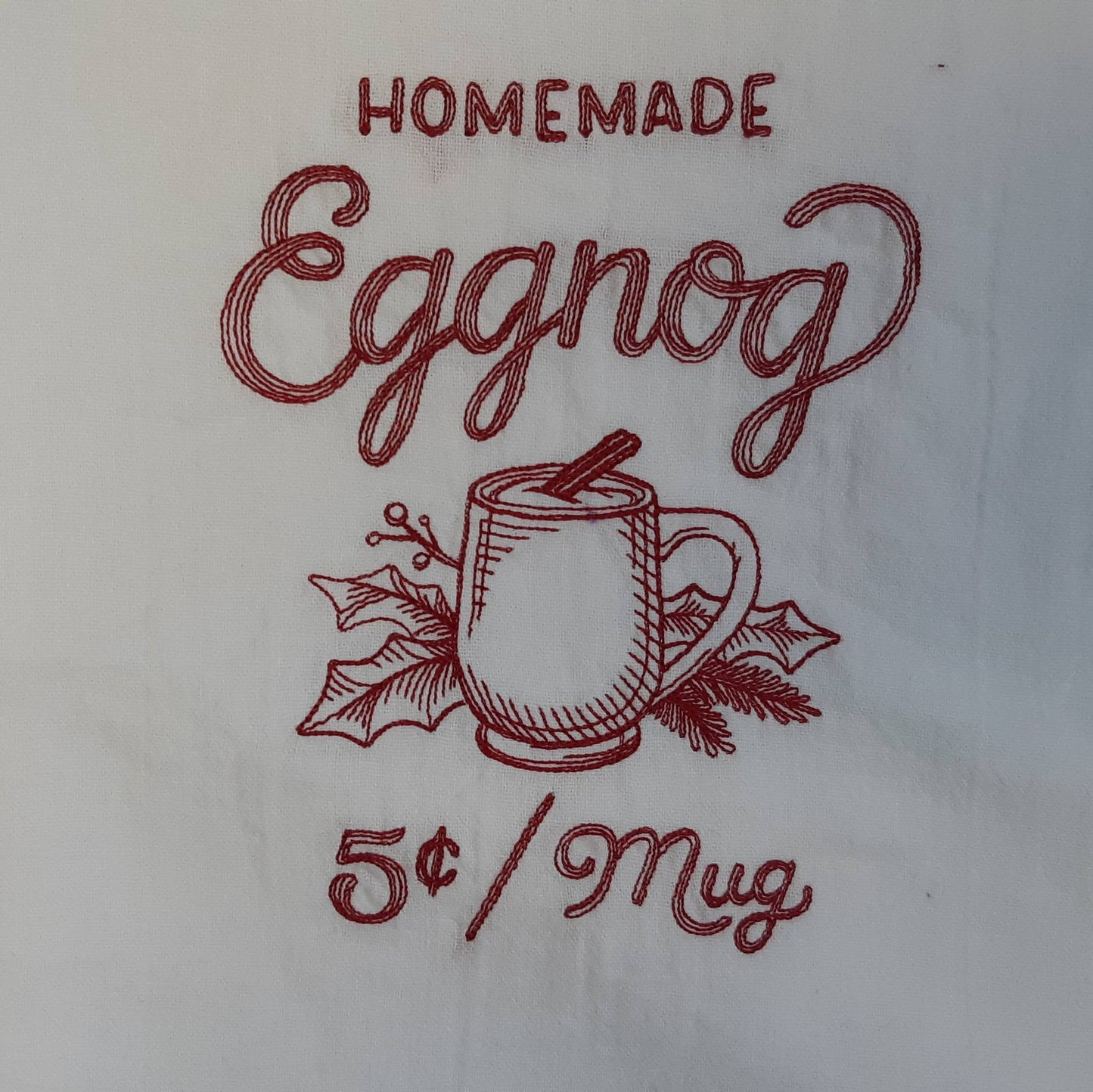 Embroidered Christmas Flour Sack Tea Towel