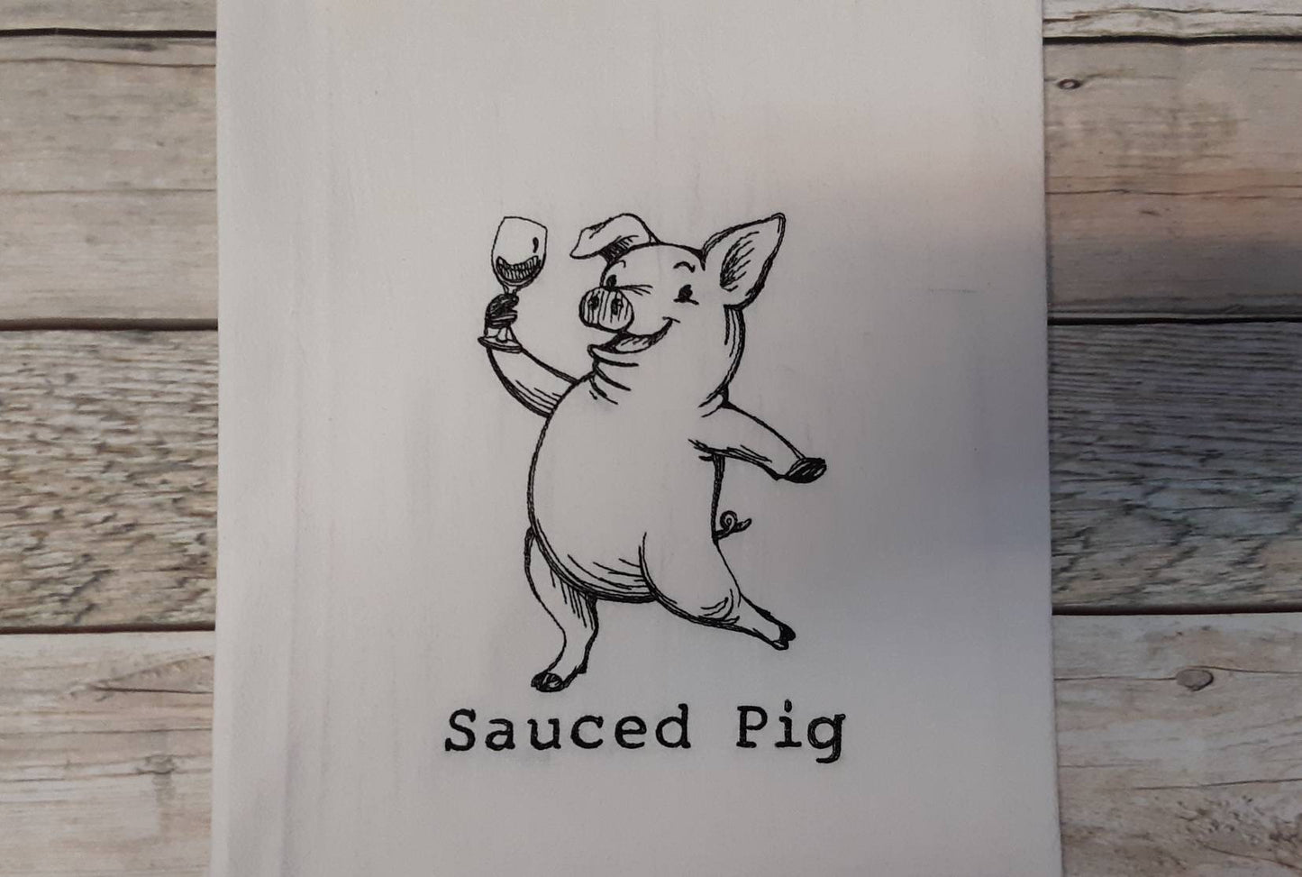 Embroidered Sauced Pig Flour Sack Towel