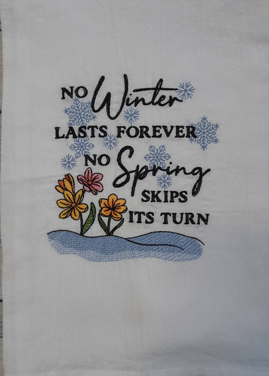 Embroidered Snowflake Flour Sack Towel