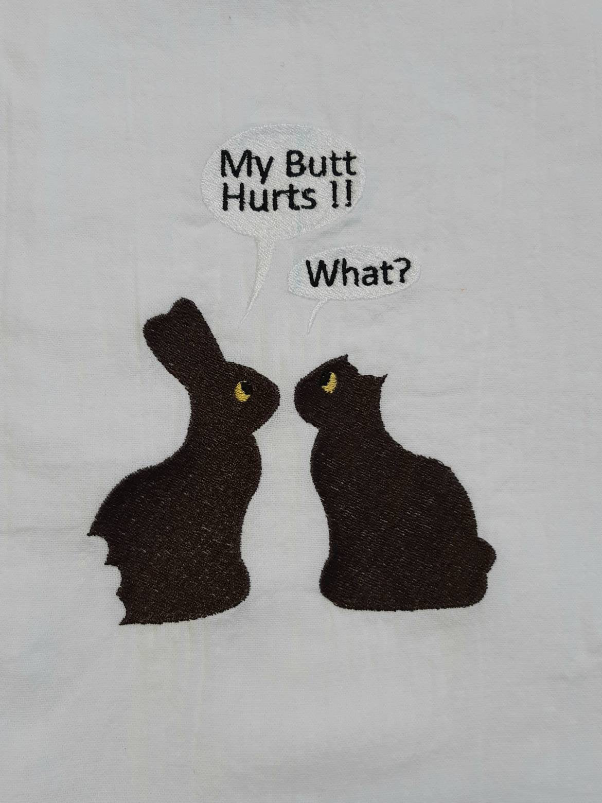 Funny Embroidered Easter Flour Sack Towel