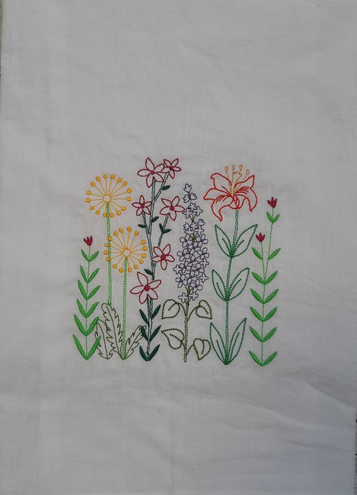 Embroidered Flower Flour Sack Towel