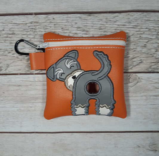 Schnauzer Dog poop bag holder, Vinyl Poop Bag Holder, Poop Bag, Zipper Pouch, Dog Walking Bag Holder