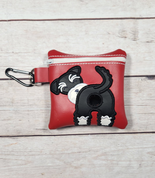 Black and White Schnauzer Dog poop bag holder,  Vinyl Poop Bag Holder, Poop Bag, Zipper Pouch, Dog Walking Bag Holder