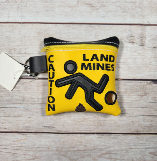 Land mines Dog poop bag holder, Vinyl Poop Bag Holder, Poop Bag, Zipper Pouch, Dog Walking Bag Holder