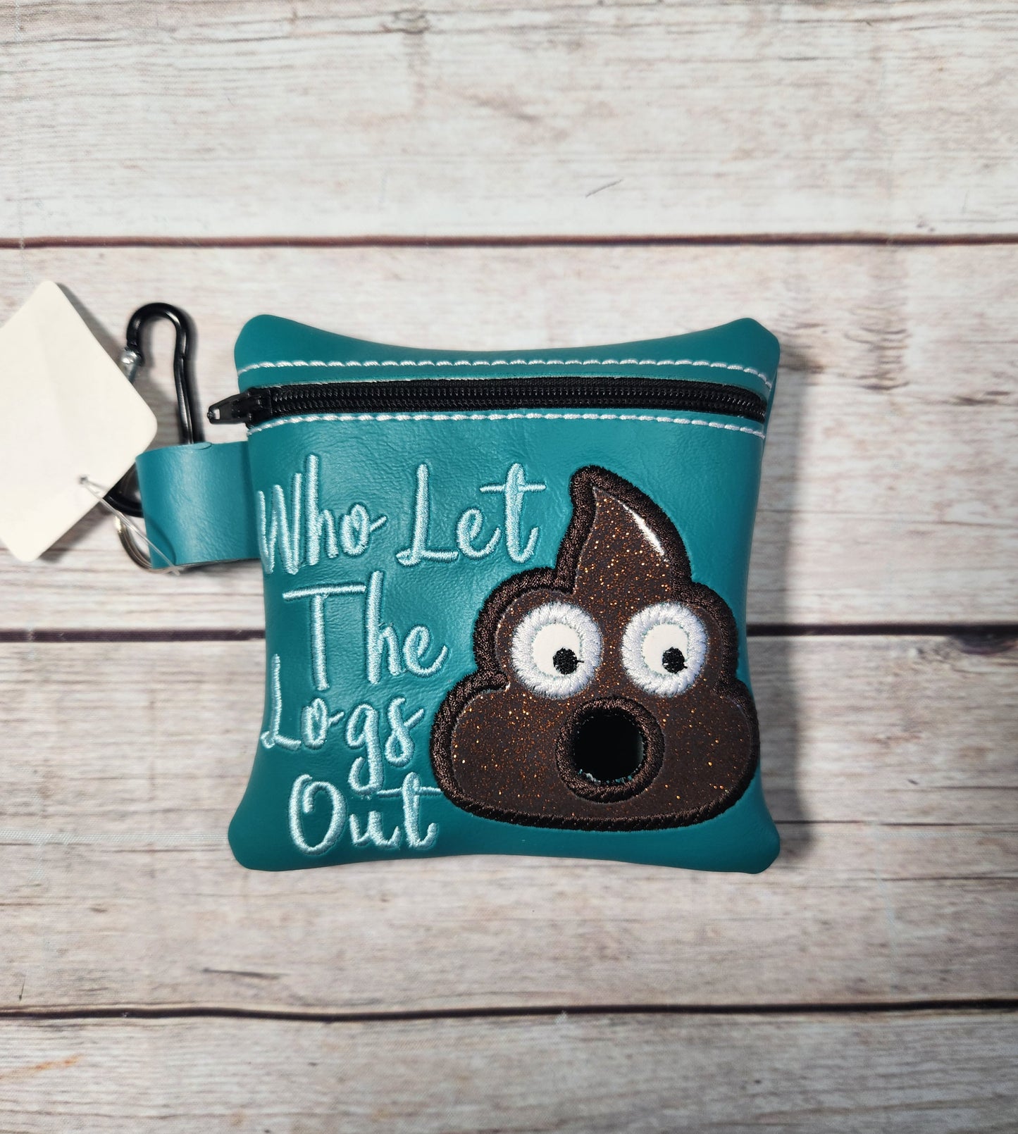 Who Let the logs out dog poop bag holder, Vinyl Poop Bag Holder, Poo Bag, Zipper Pouch, Dog Walking Bag Holder