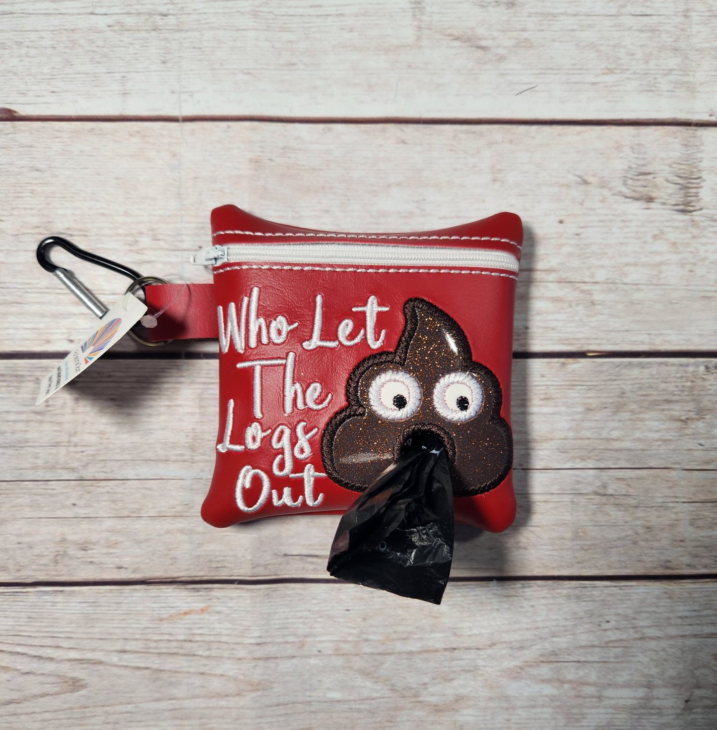 Who Let the logs out dog poop bag holder, Vinyl Poop Bag Holder, Poo Bag, Zipper Pouch, Dog Walking Bag Holder