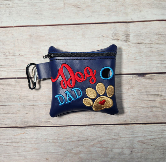 Dog Dad Poop bag holders, Vinyl Poop Bag Holder, Poop Bag, Zipper Pouch, Dog Walking Bag Holder