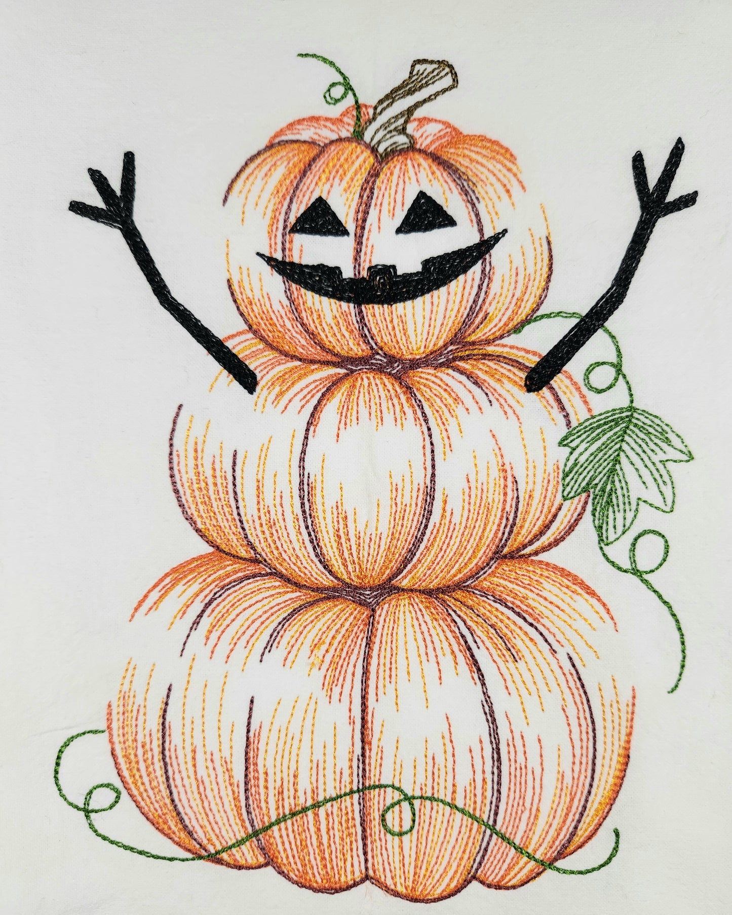 Pumpkin Halloween Decor, Embroidered Kitchen Towel, Flour Sack Towel, Halloween Dish Towel