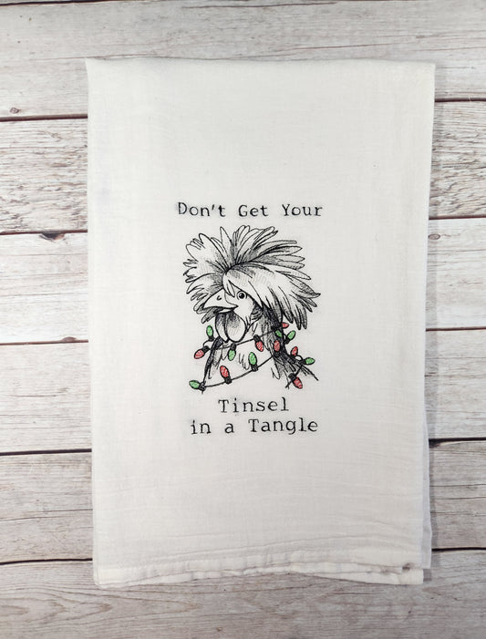 Funny Chicken Towel, Embroidered Dish Towel, Christmas Tea Towel, Flour Sack Tea Towel, Chicken Tea Towel,Chicken Decor