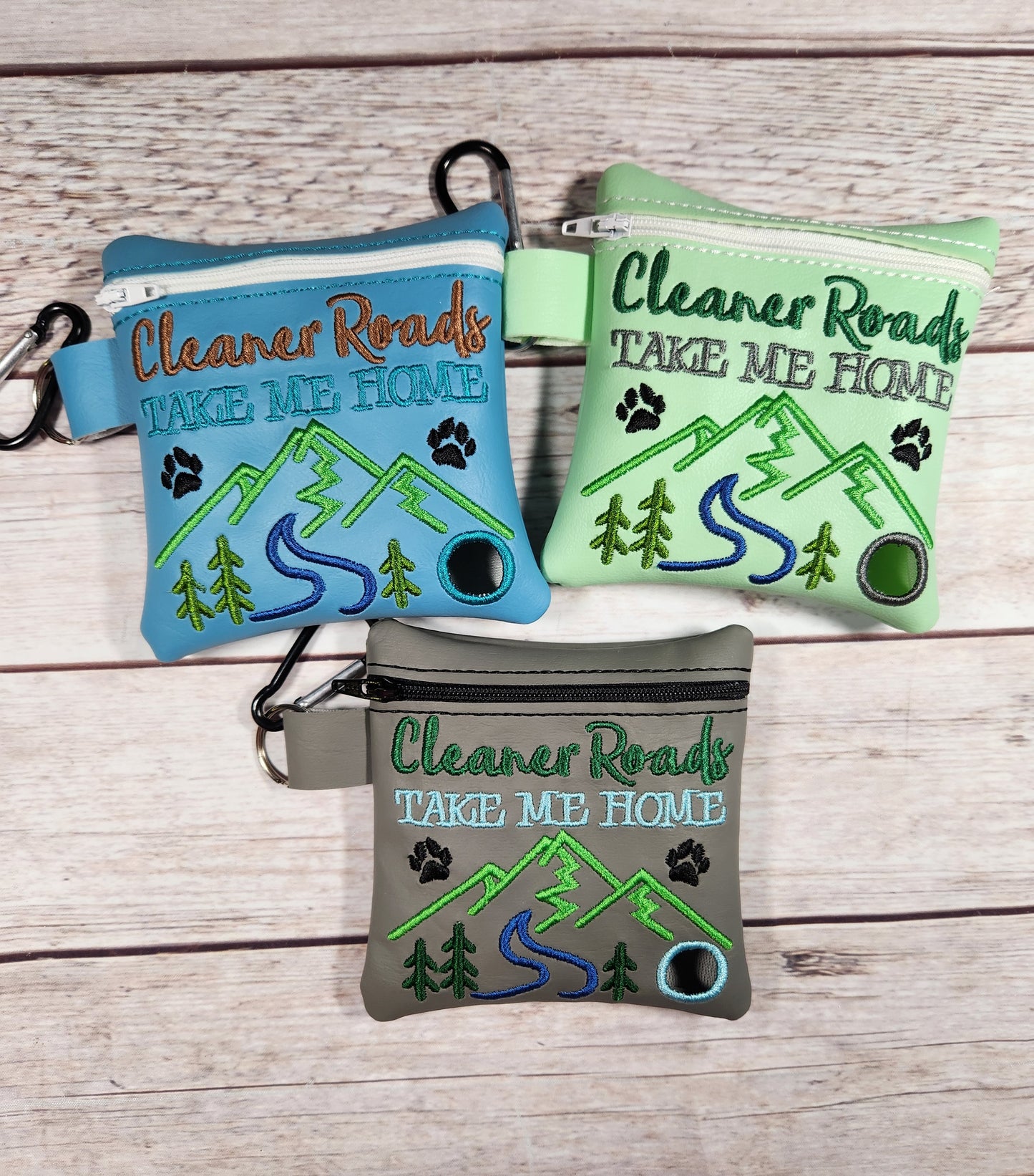 Cleaner Roads take me home dog poop bag holder, Vinyl Poop Bag Holder, Poop Bag, Zipper Pouch, Dog Walking Bag Holder