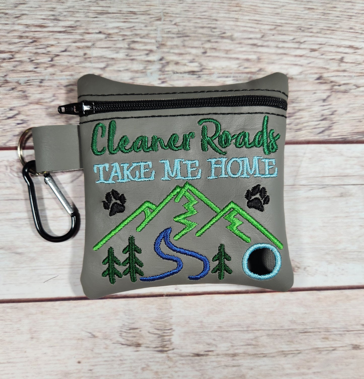 Cleaner Roads take me home dog poop bag holder, Vinyl Poop Bag Holder, Poop Bag, Zipper Pouch, Dog Walking Bag Holder