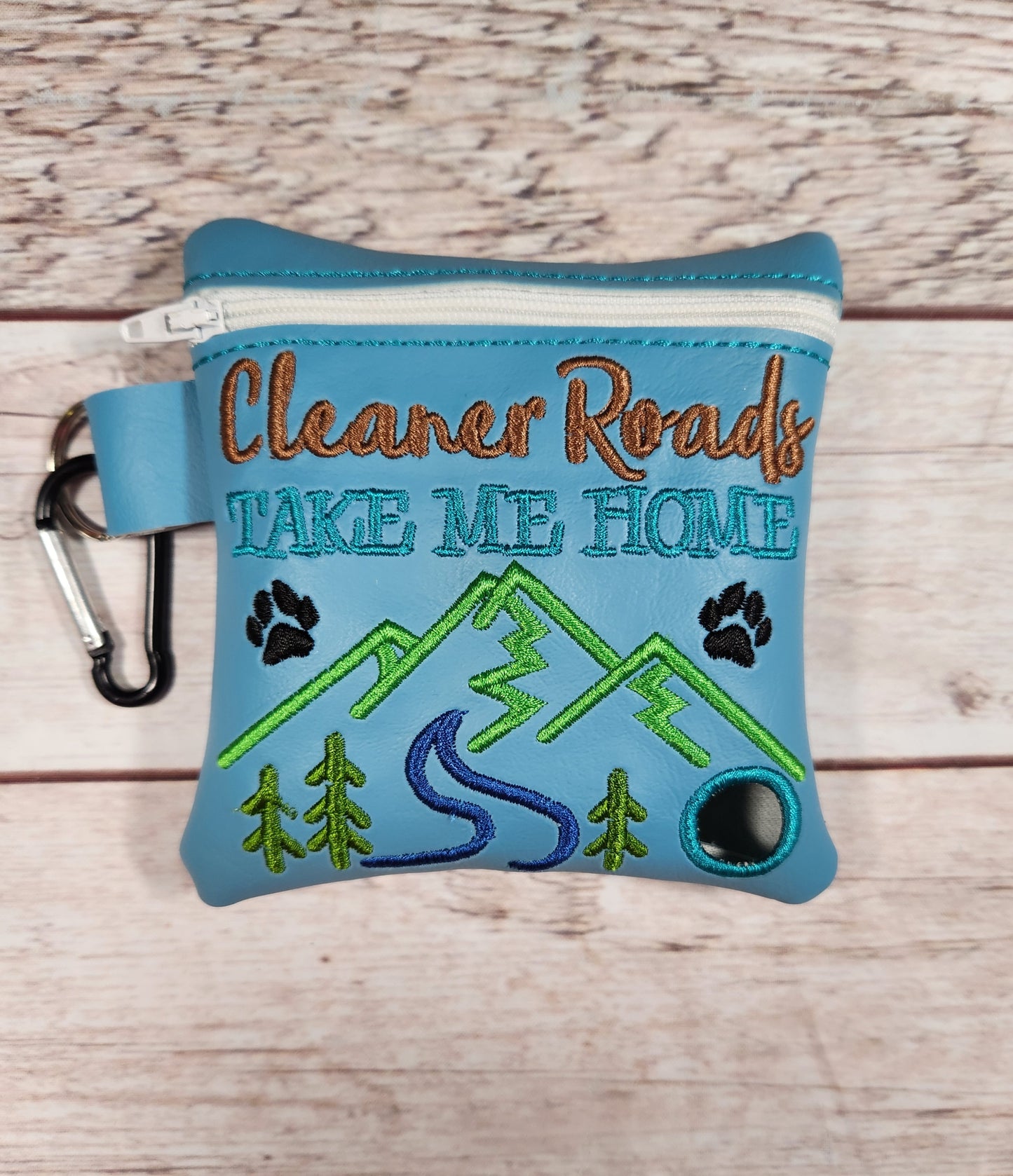 Cleaner Roads take me home dog poop bag holder, Vinyl Poop Bag Holder, Poop Bag, Zipper Pouch, Dog Walking Bag Holder