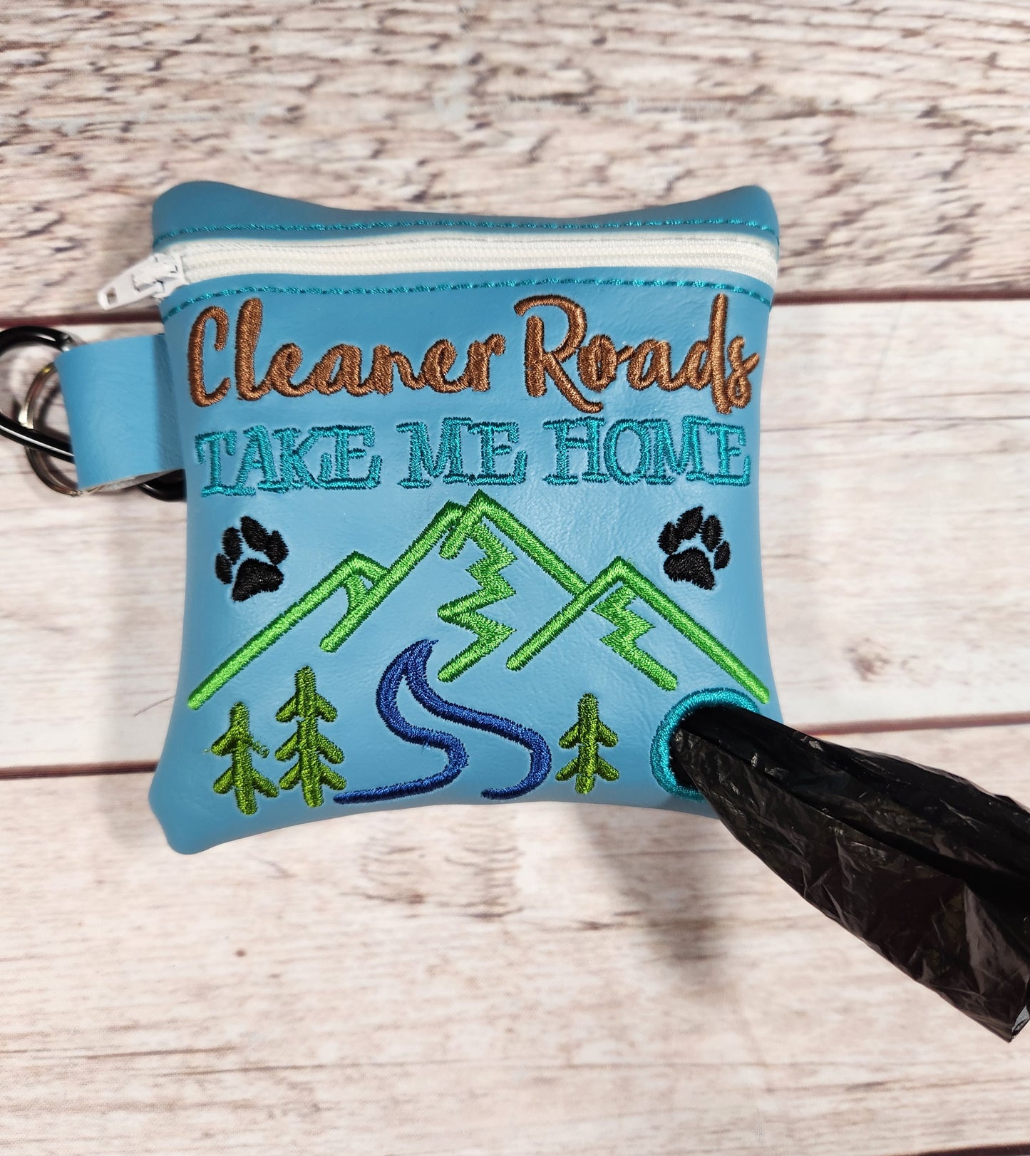 Cleaner Roads take me home dog poop bag holder, Vinyl Poop Bag Holder, Poop Bag, Zipper Pouch, Dog Walking Bag Holder